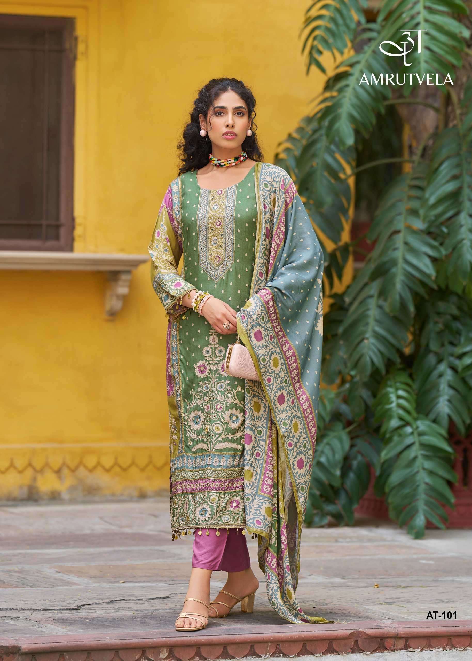 101 by amrutvela exclusive heavy handwork unstitch party wear salwar kameez online surat