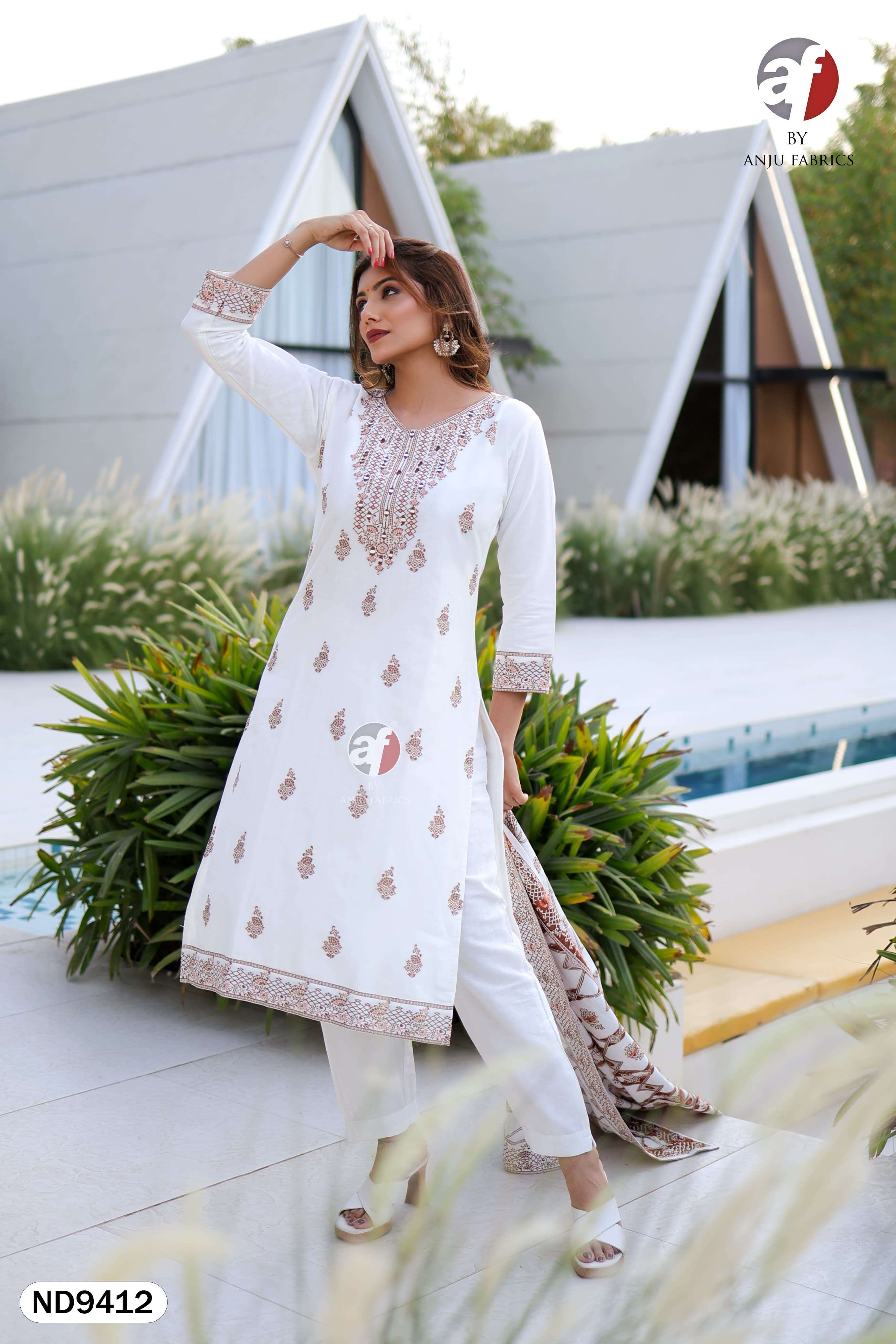 9413 by anju fabric latest designer cotton summer wear readymade kurti buy online surat