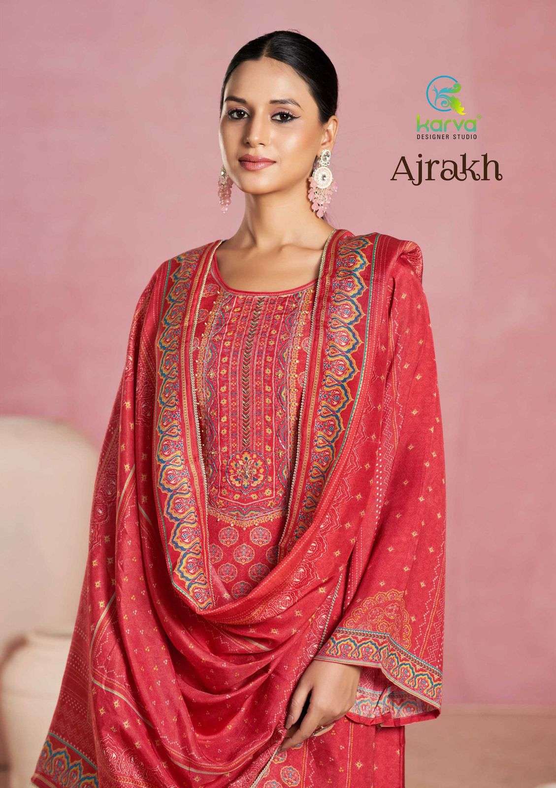 ajrakh by karva colors latest designer causal wear salwar kameez wholesale surat