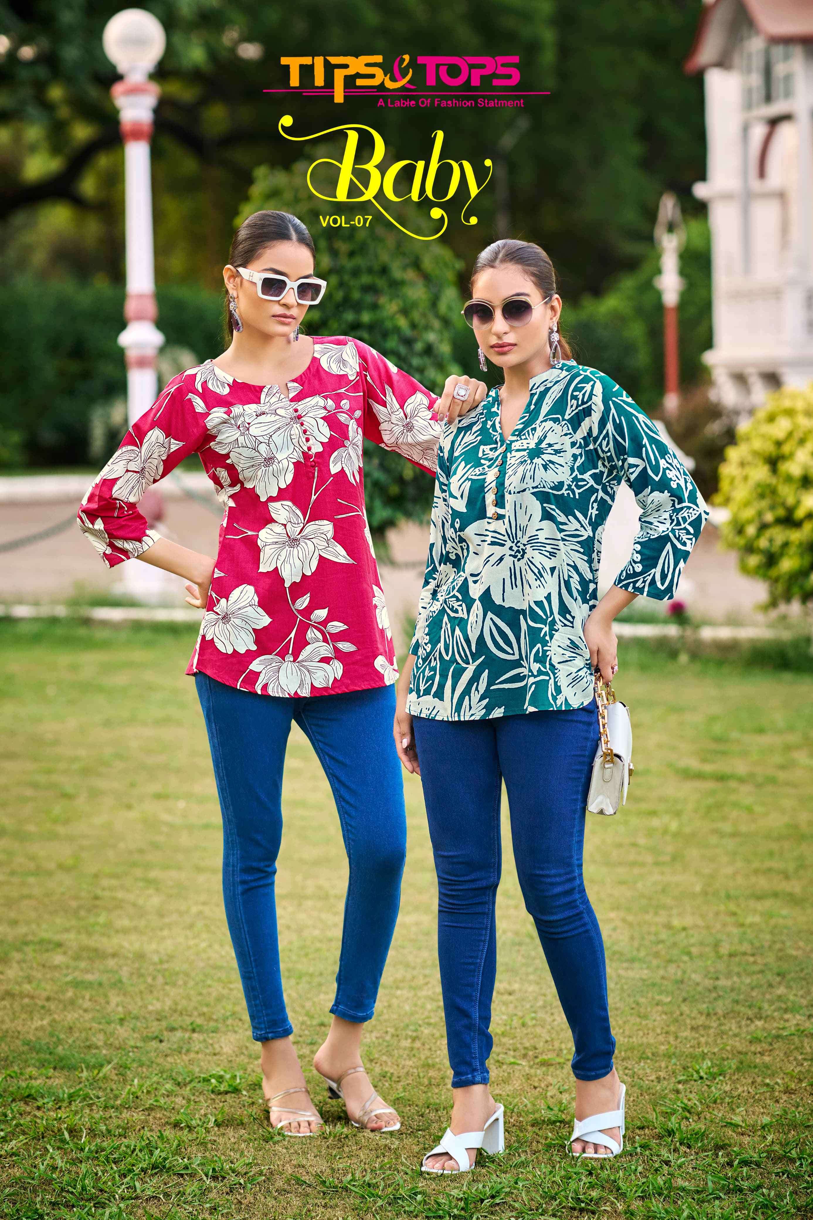 baby vol-7 by tips&tops 1001-1009 series latest designer daily wear readymade short top buy wholesale surat