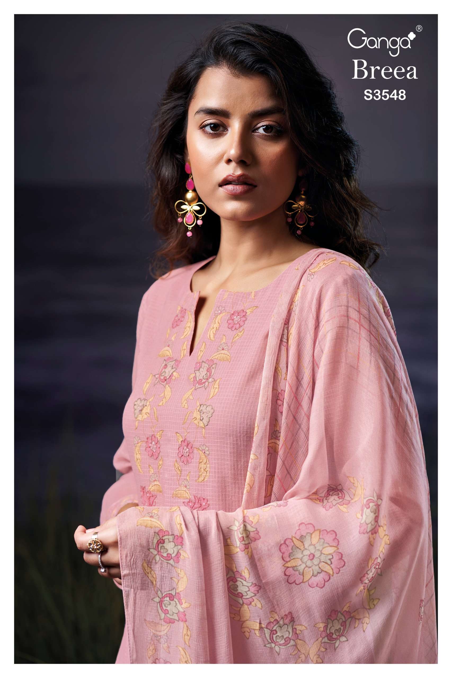 breea 3548 by ganga cotton embroidery work with handwork kota printed salwar suits supplier surat