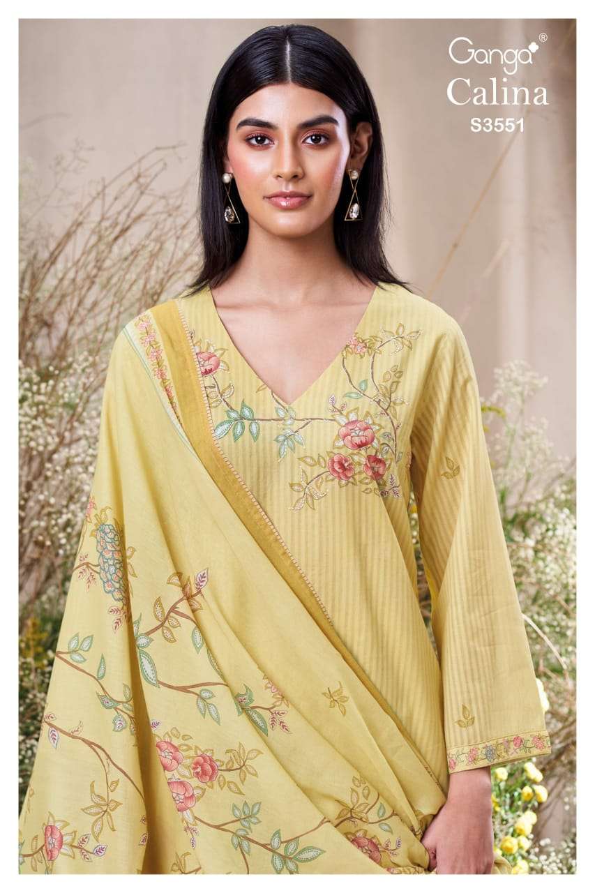 calina 3551 by ganga exclusive embroidered unstitched party wear salwar kameez online surat