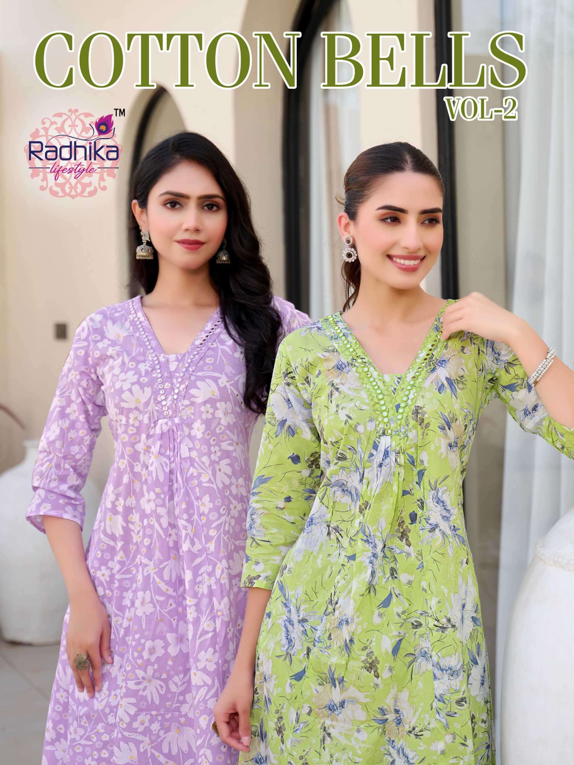 cotton bells vol-2 by radhika lifestyle 2001-2008 series exclusive designer cotton daily wear readymade kurti online surat