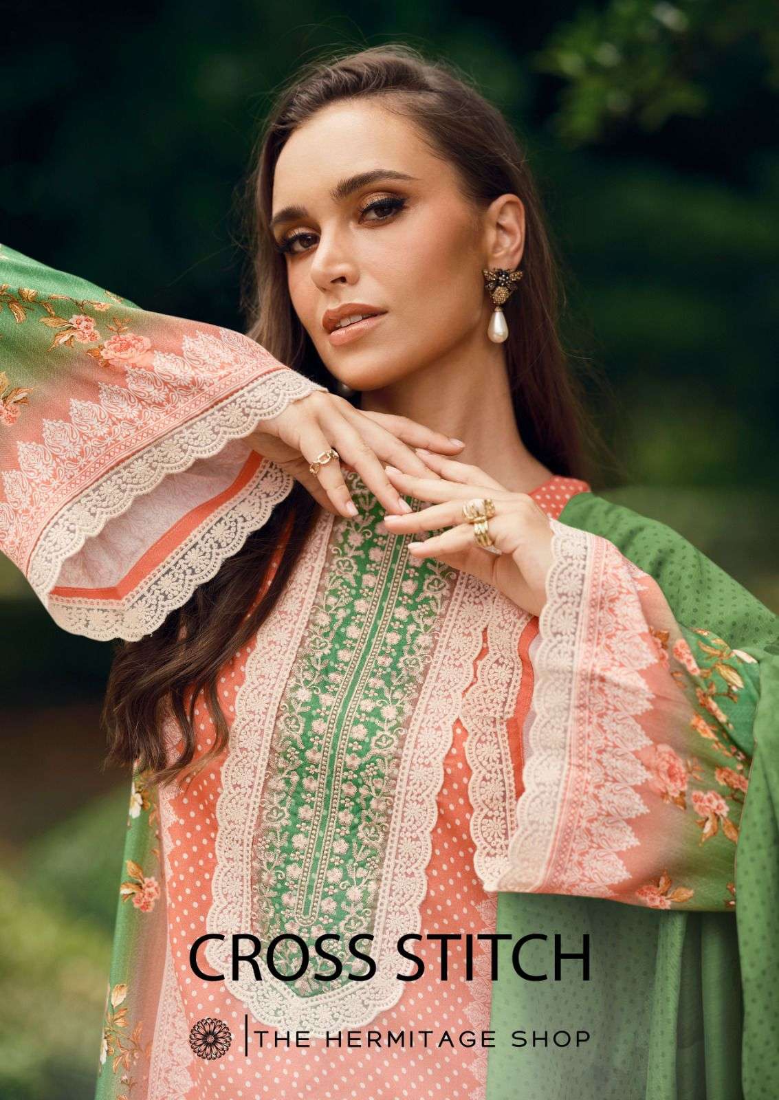 cross stitch by hermitage 001-006 series exclusive designer cotton casual wear salwar kameez online surat