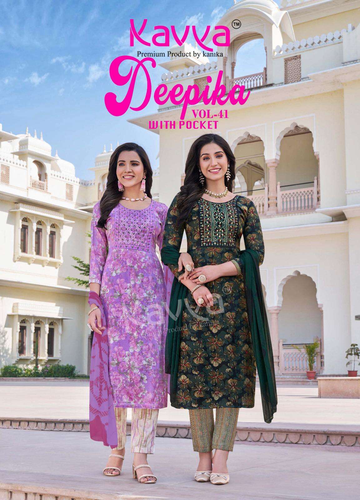 deepika vol 41 by kavya 41001-41010 series exclusive designer with embroidery worked readymade kurti buy online surat