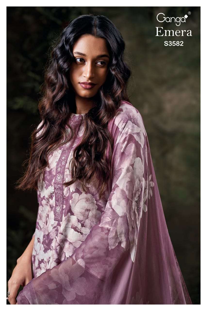 emera 3582 by ganga fancy embroidered latest designer cotton salwar suit collection 