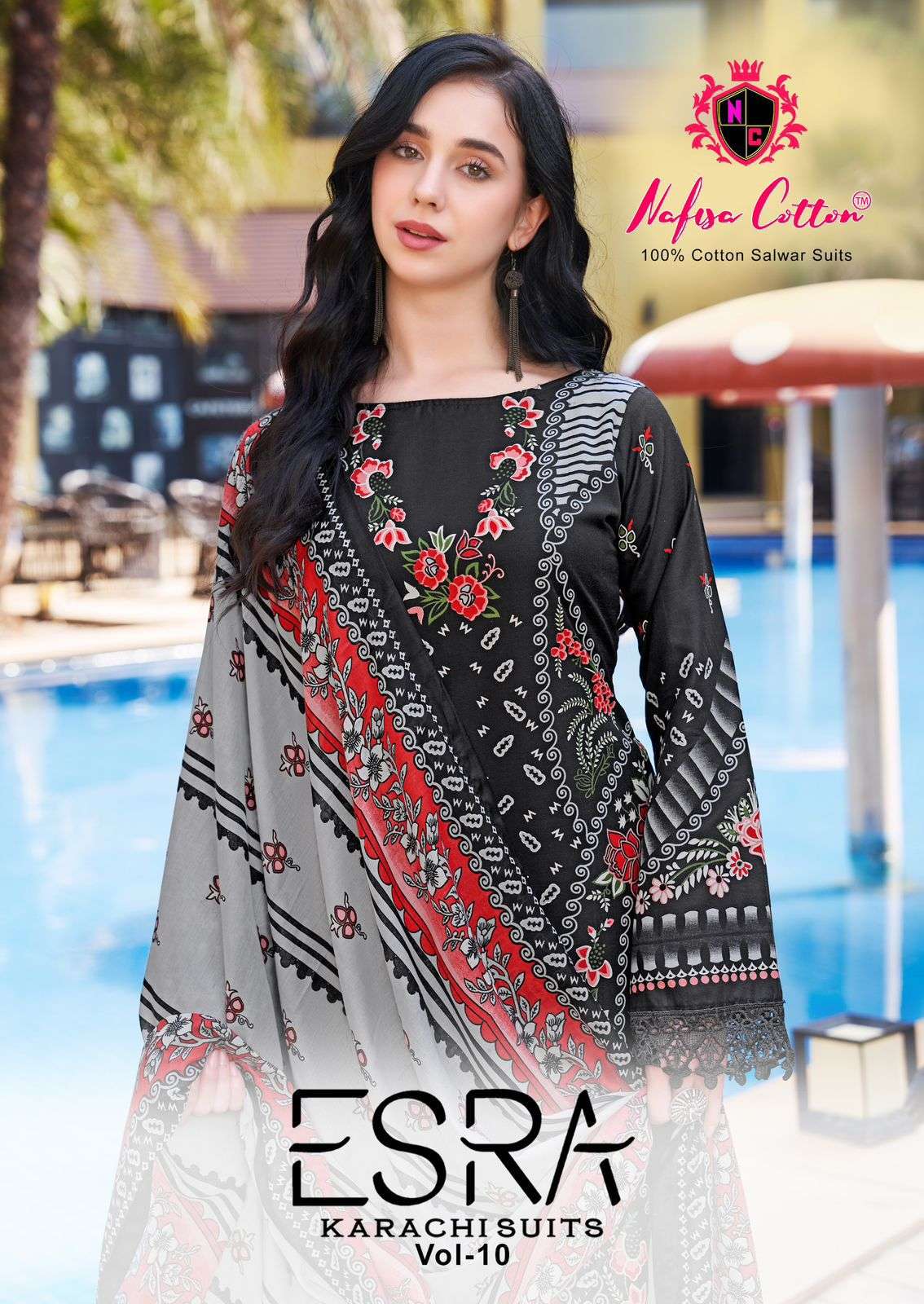 esra karachi suit vol-10 by nafisa cotton digital printed cotton pakistani wear salwar suit supplier surat