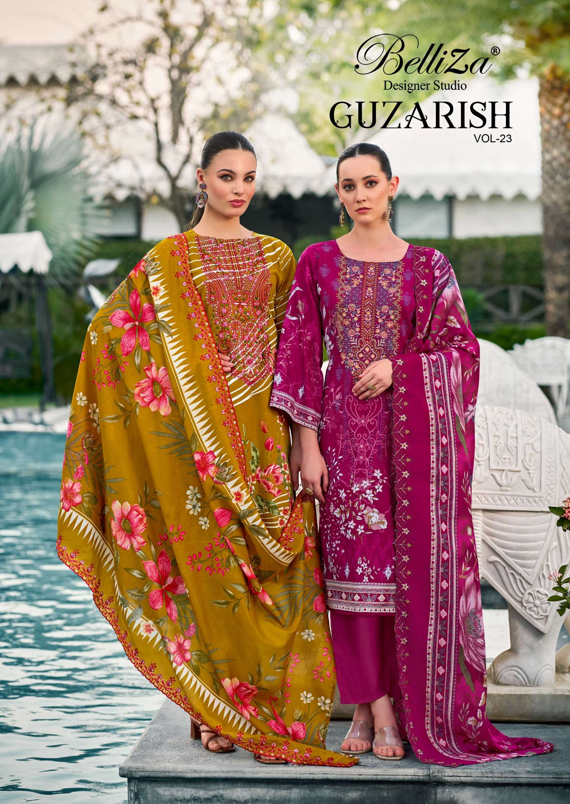 gulzarish vol-23 by belliza colors exclusive designer fancy embroidered party wear salwar kameez online surat