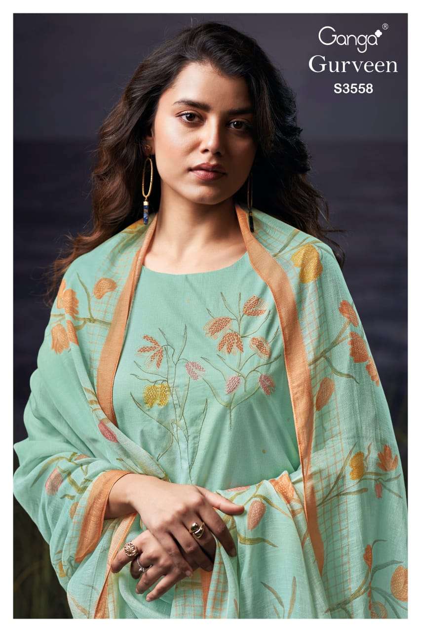 gurveen 3558 by ganga latest designer cotton summer wear salwar kameez buy online surat