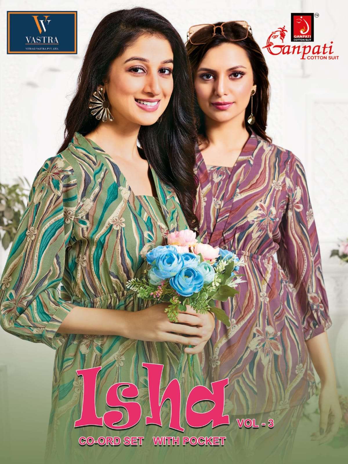 isha vol-3 by ganpati designer casual wear rayon readymade cord set online best price surat