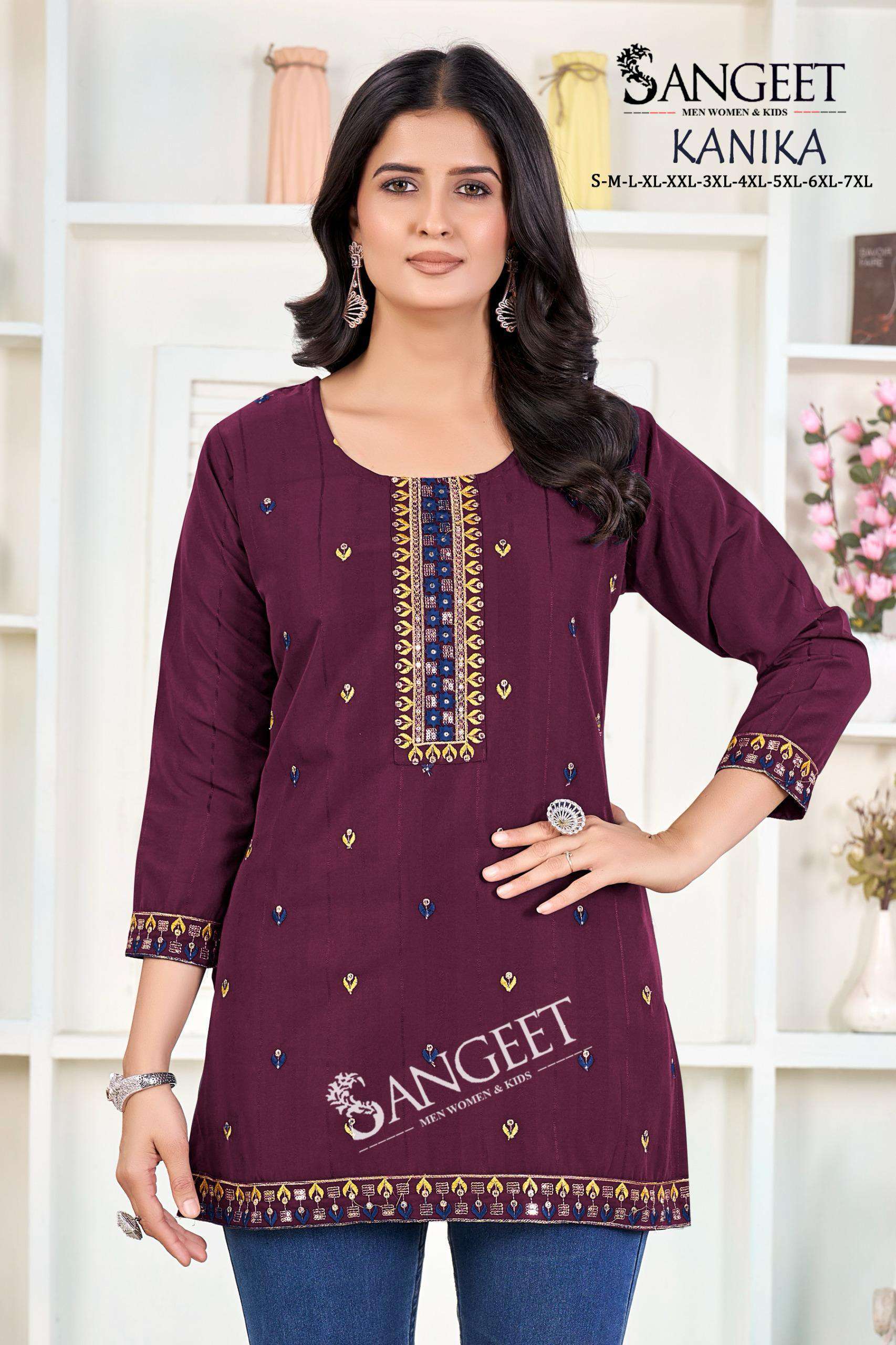 kanika by sangeet 1001-1008 series latest stylish summer wear readymade short top online surat