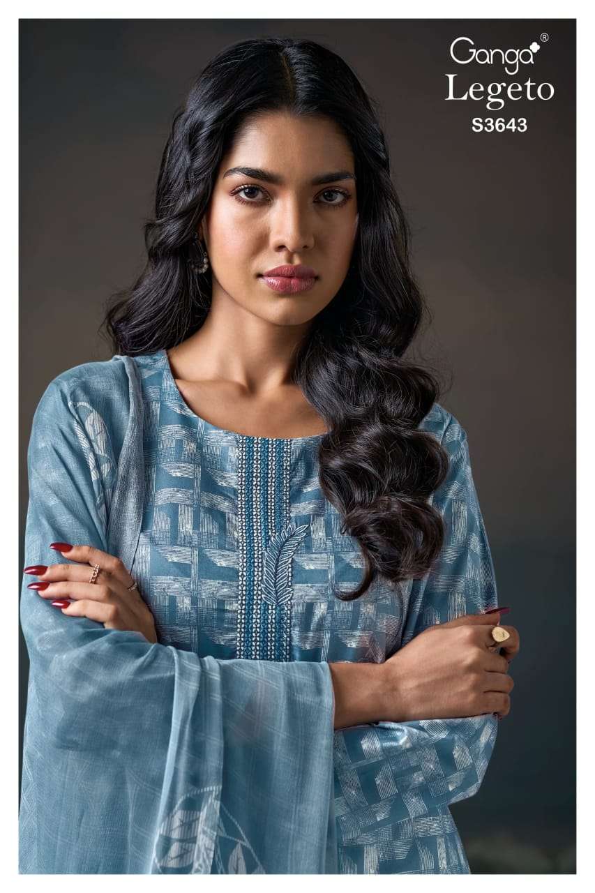 legeto 3643 by ganga exclusive designer casual wear embroidered salwar suits collection