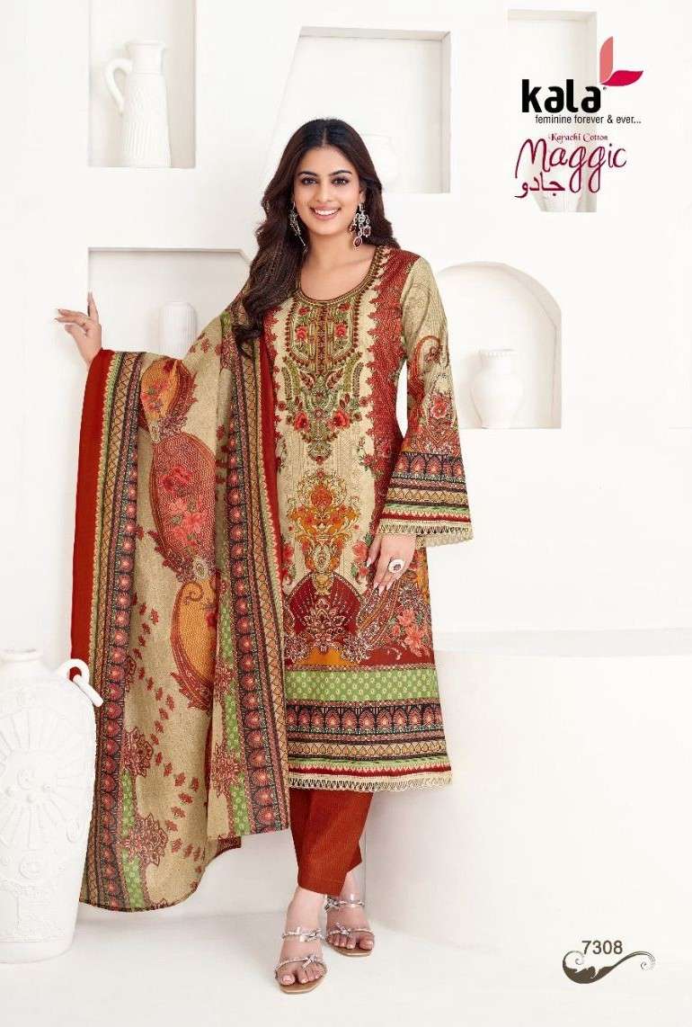 magic vol 22 by kala fashion 7301-7312 series cotton summer wear unstitched salwar kameez online surat
