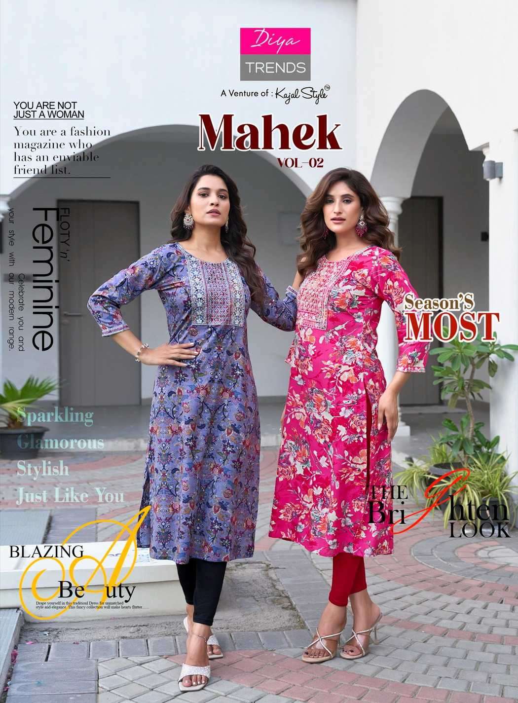 mahek vol 2 by diya trends 2001-2008 series latest designer party wear readymade kurti online surat