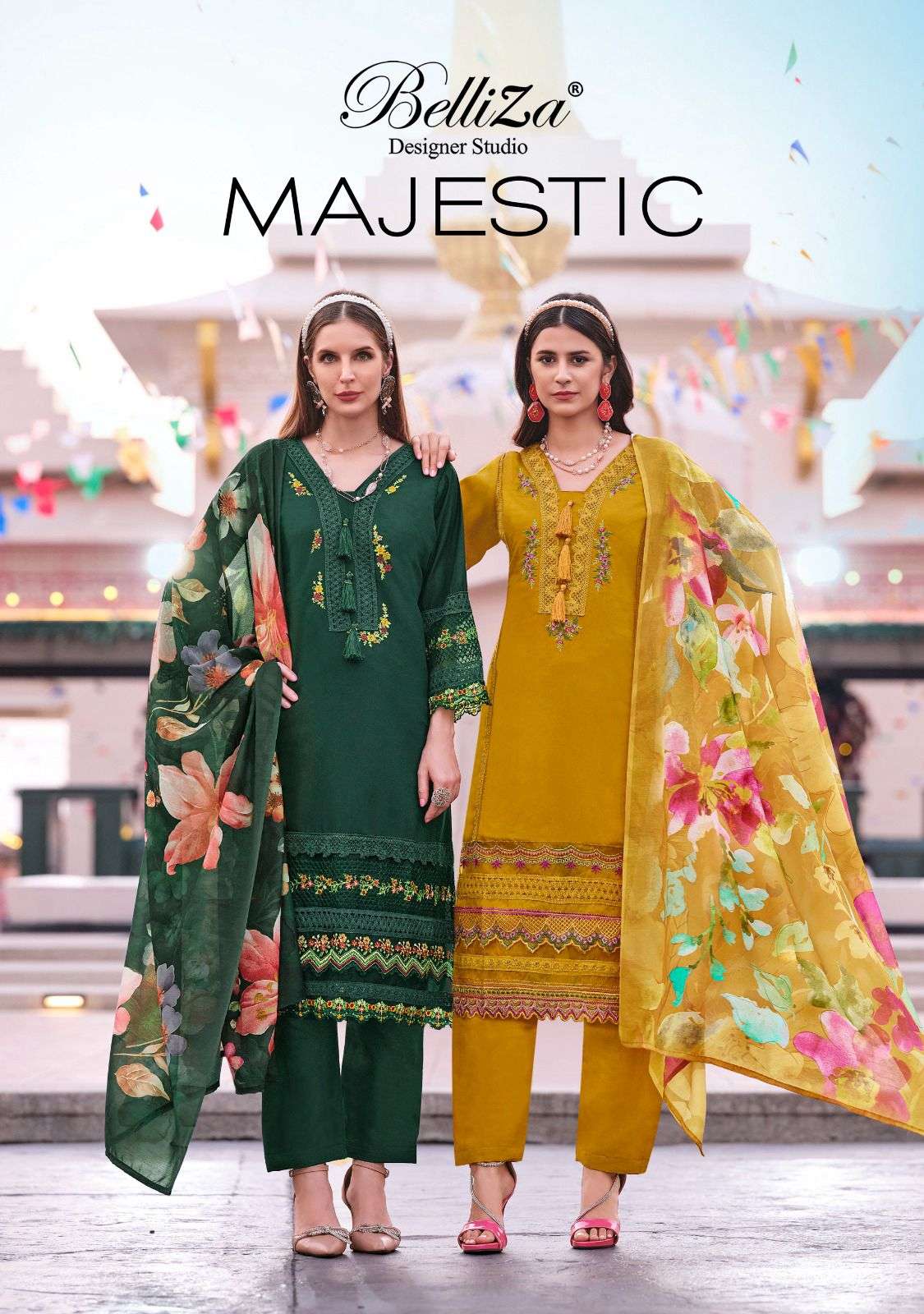 majestic by belliza colors ready to unstitched party wear salwar kameez online surat