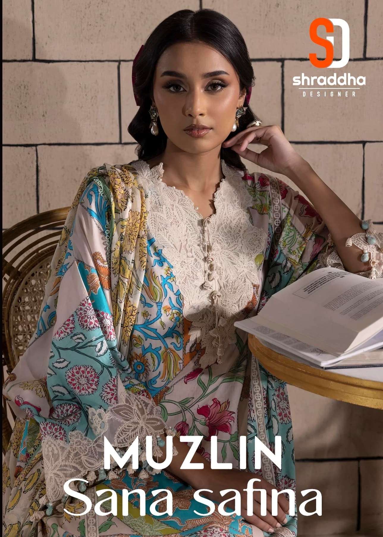 muzlin sana safinaz by shraddha designer 1001-1008 series exclusive embroidered cotton summer wear salwar kameez online surat