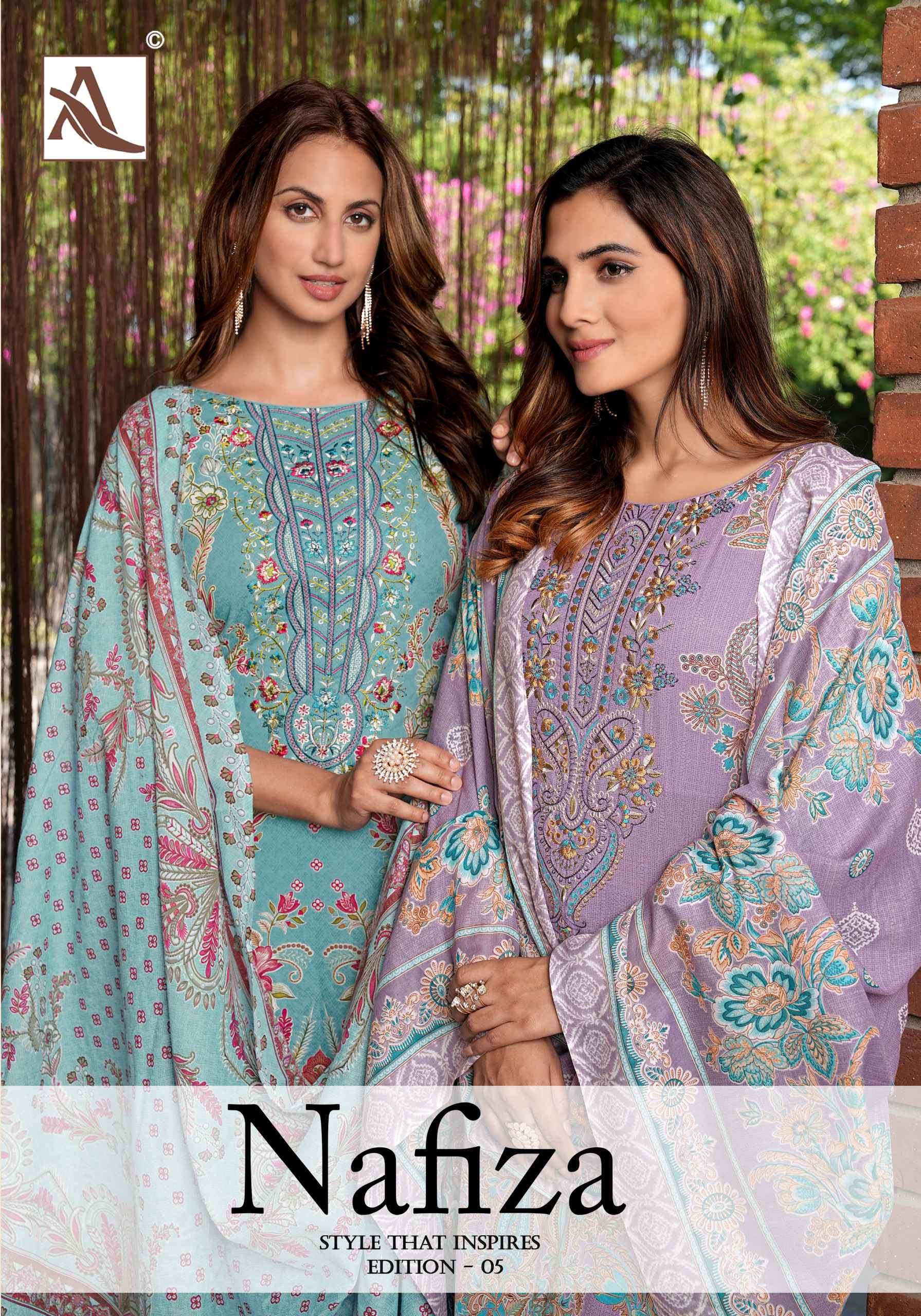 nafiza vol-5 by alok suits colors exclusive embroidered party wear salwar kameez online surat