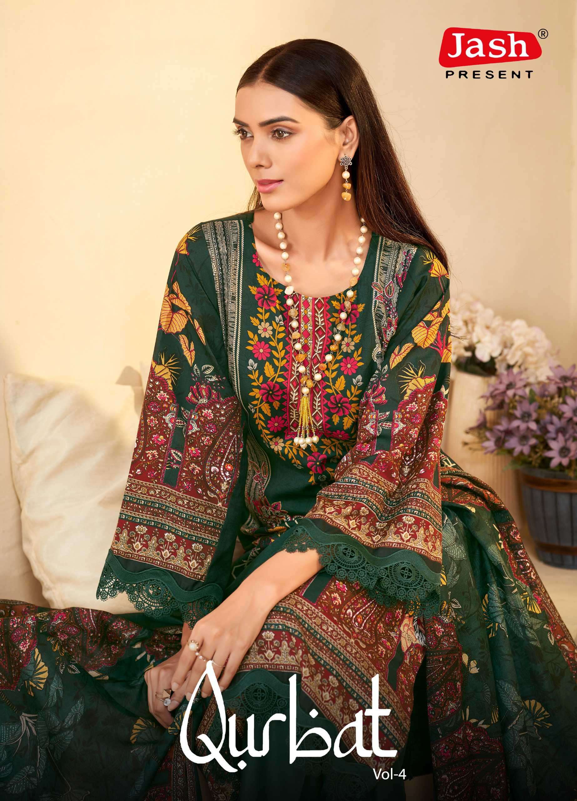 qurbat vol 4 by jash 4001-4008 series designer cotton daily wear salwar kameez buy online surat