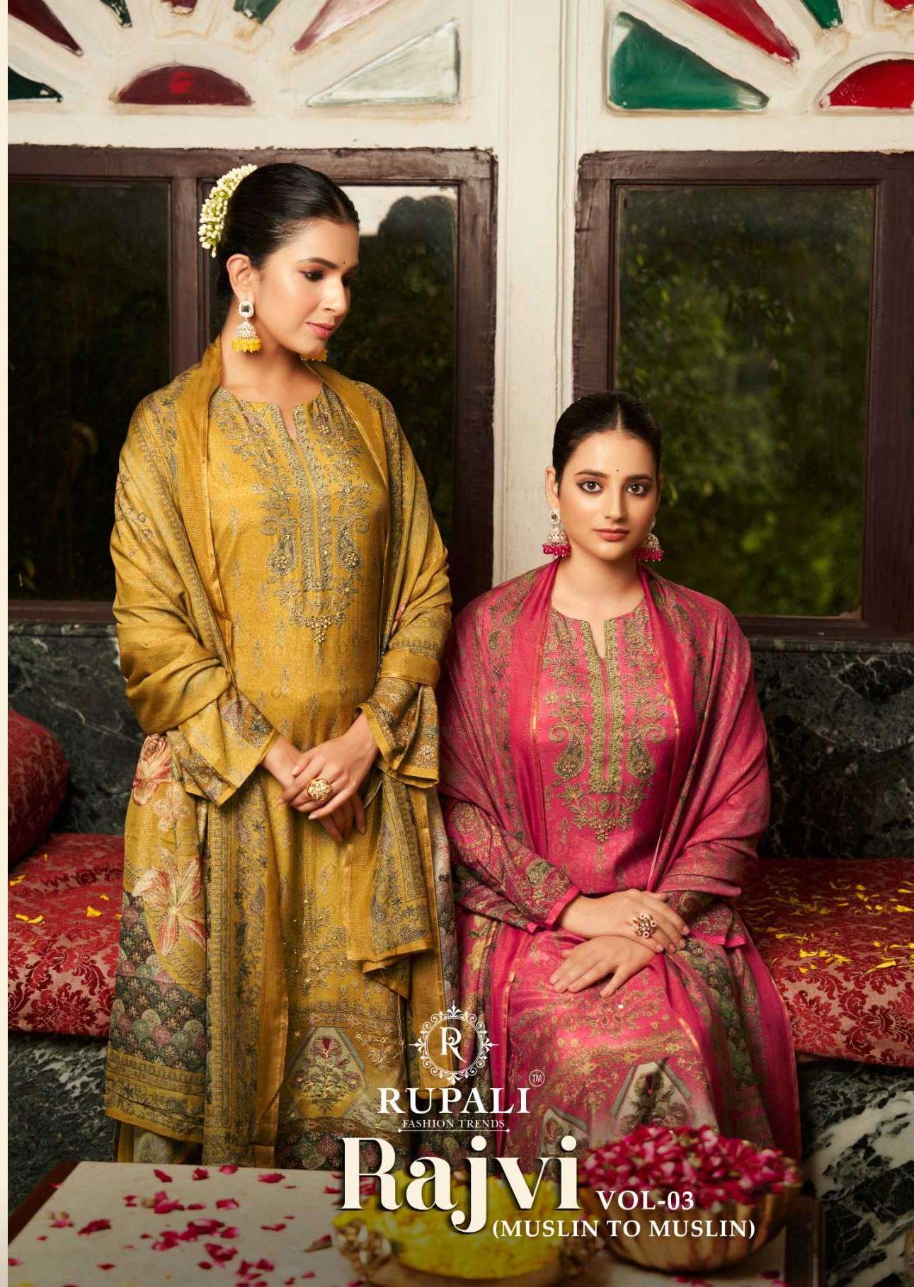 rajvi vol 3 by rupali fashion 3101-3104 series exclusive designer unstitched party wear salwar kameez buy online surat