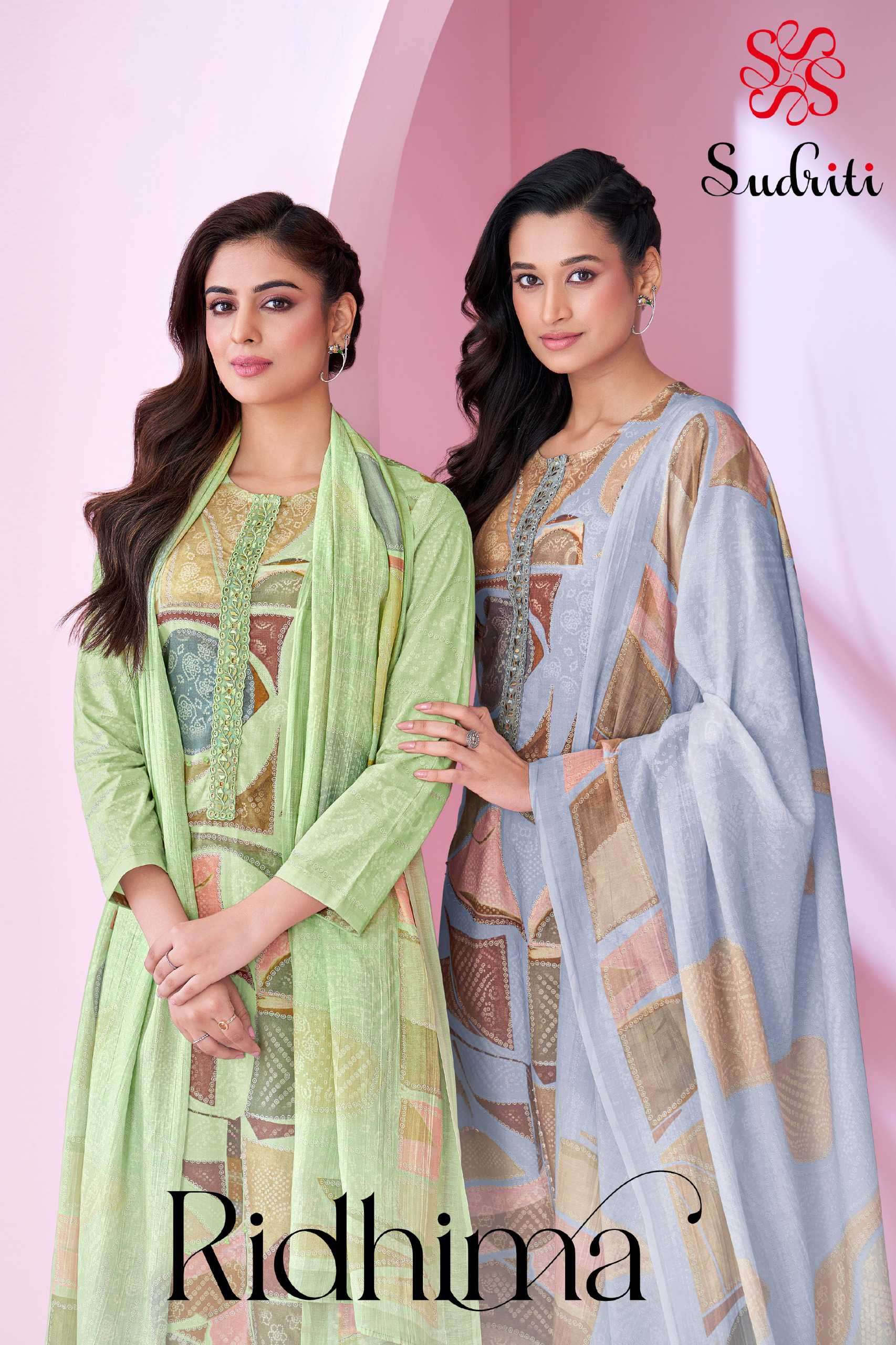 ridhima by sudriti colors exclusive latest designer embroidered cotton salwar suit supplier surat