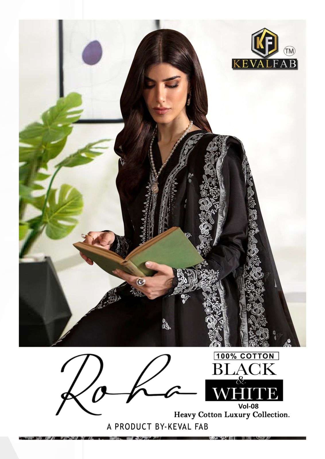 roha black&white by keval fab 8001-8006 series exclusive designer cotton casual wear pakistani salwar kameez online surat