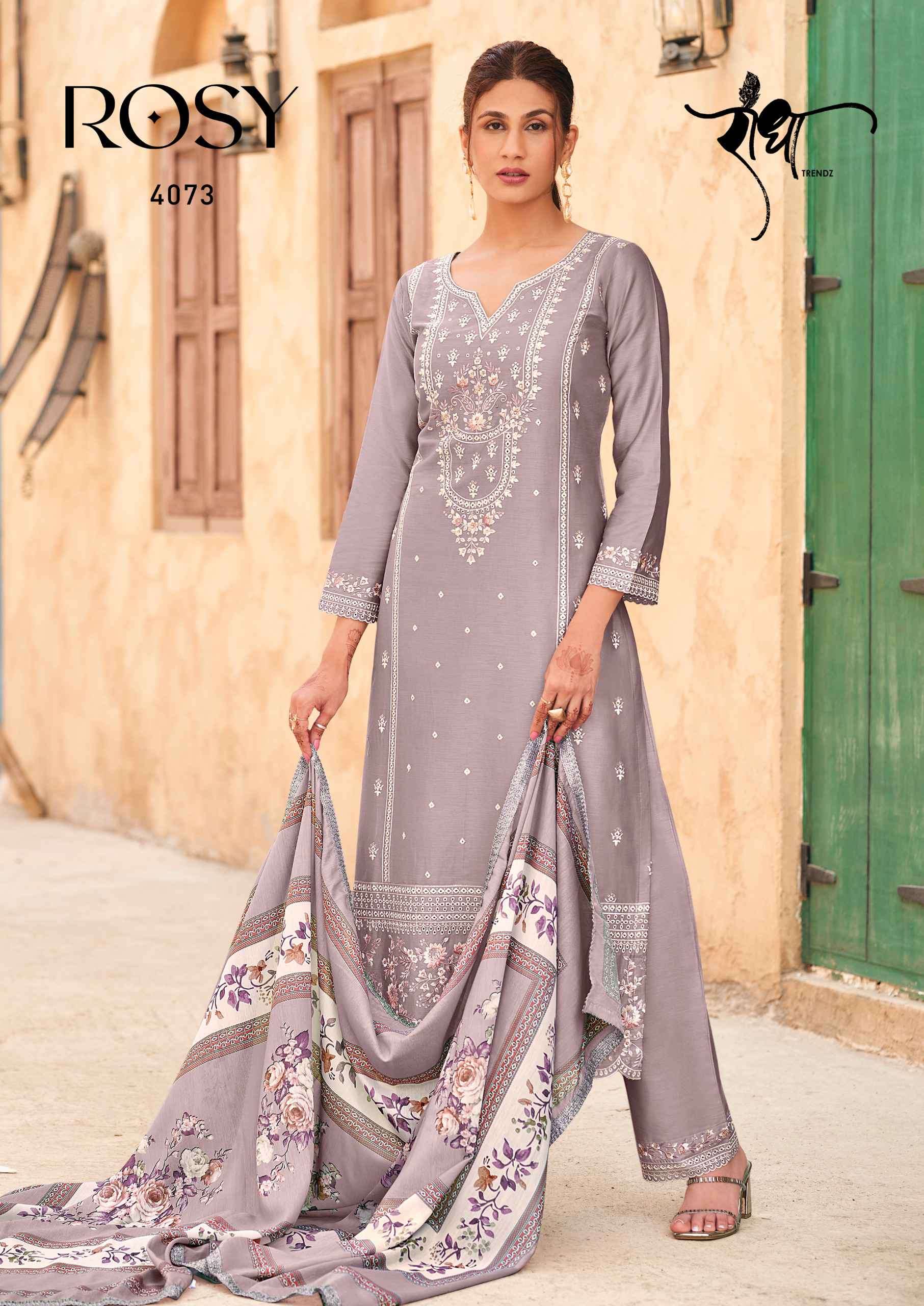 rosy by radha trendz 4071-4076 series exclusive designer free size stitched party wear collection online surat
