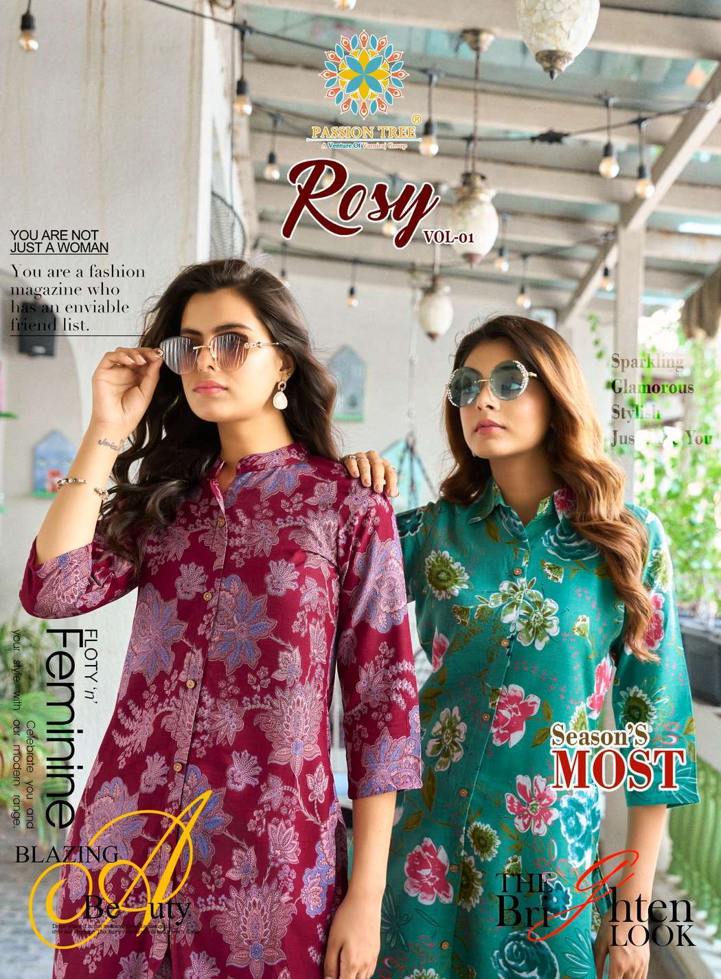 rosy vol-1  by passion tree 1001-1008 series exclusive designer summer wear straight kurti with plazo buy online surat