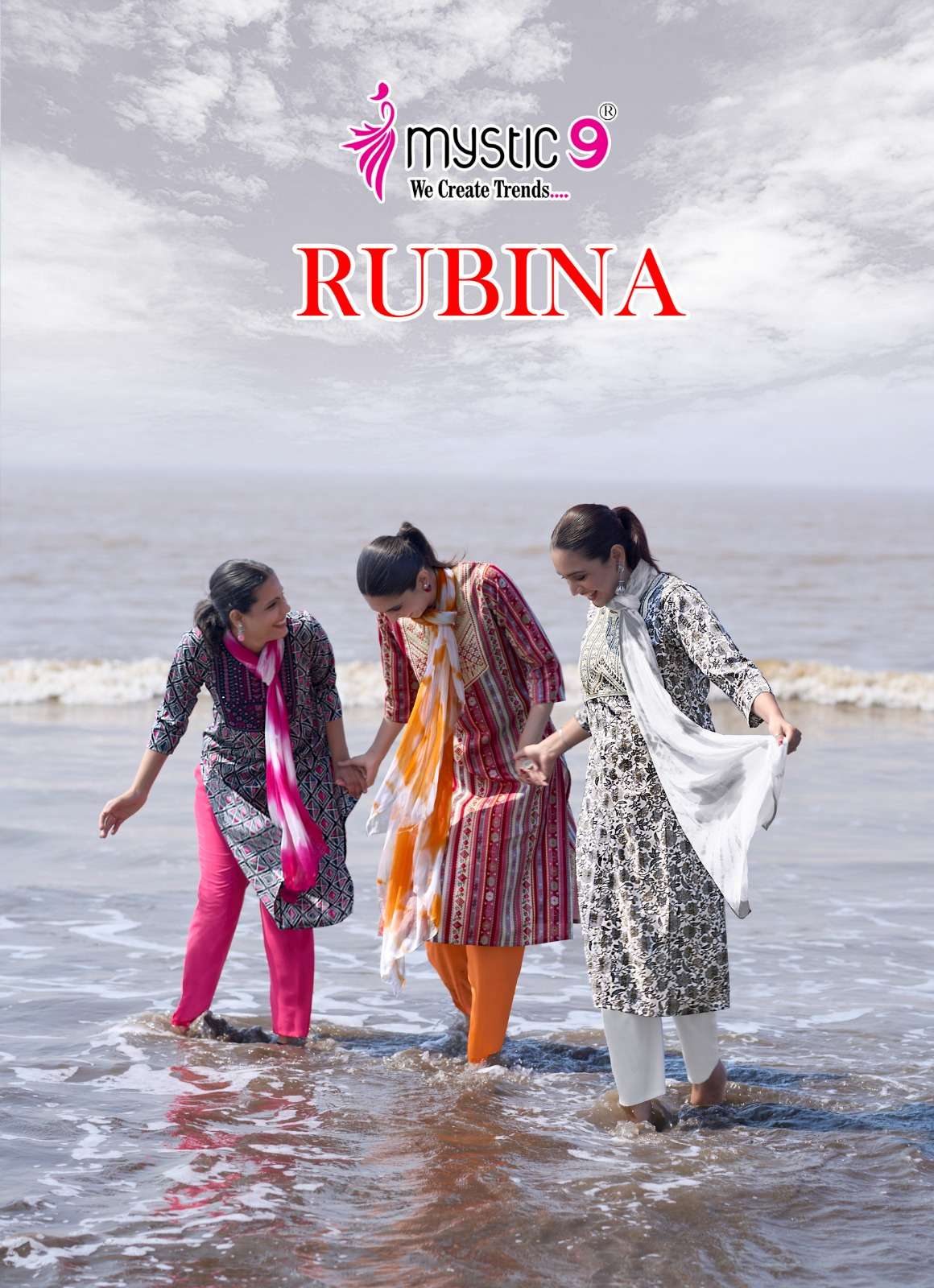 rubina vol-9 by mystic9 9001-9008 series exclusive designer casual wear readymade kurti buy online surat