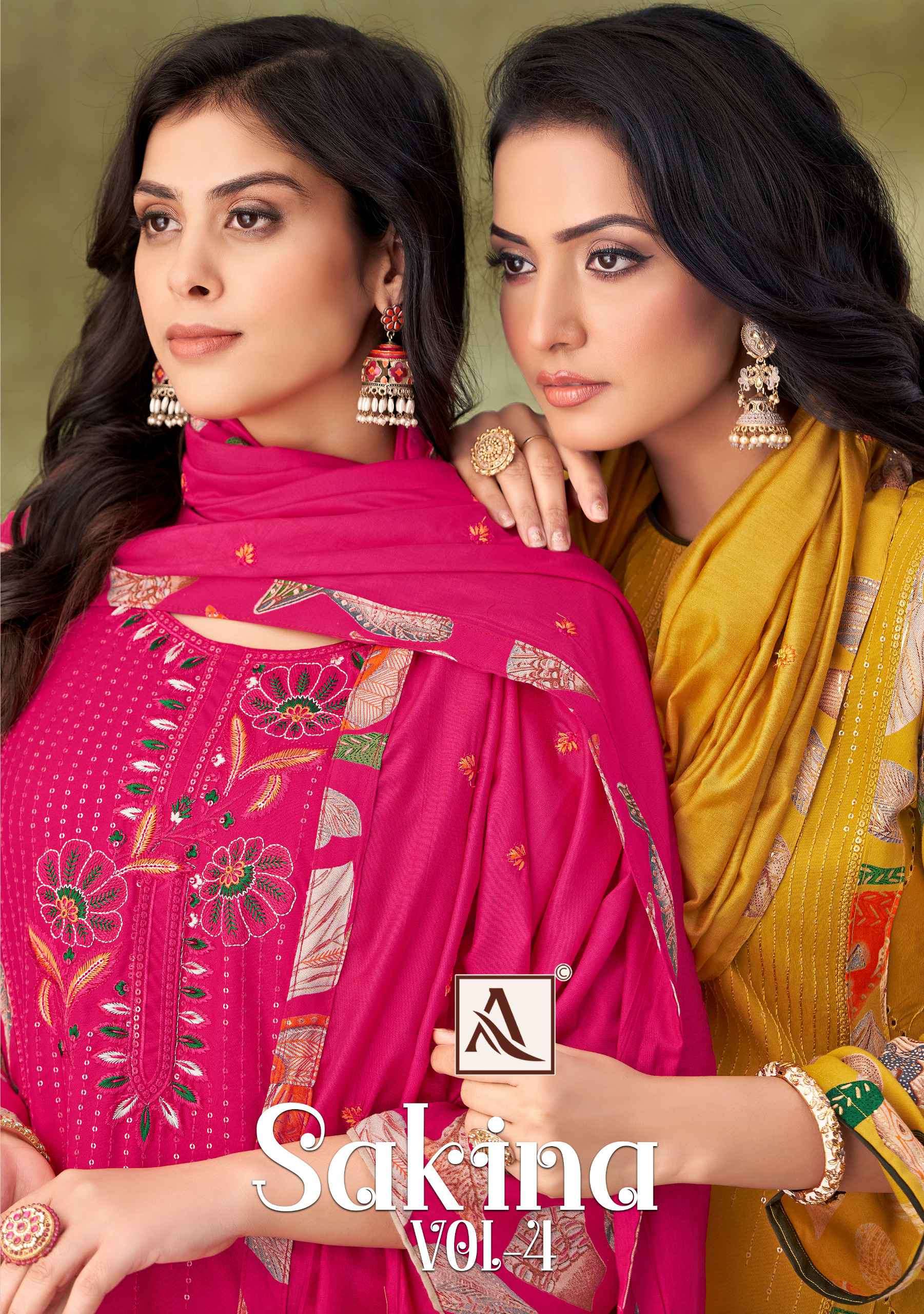 sakina vol 4 by alok suits latest designer fancy embroidered unstitch salwar kameez buy online surat