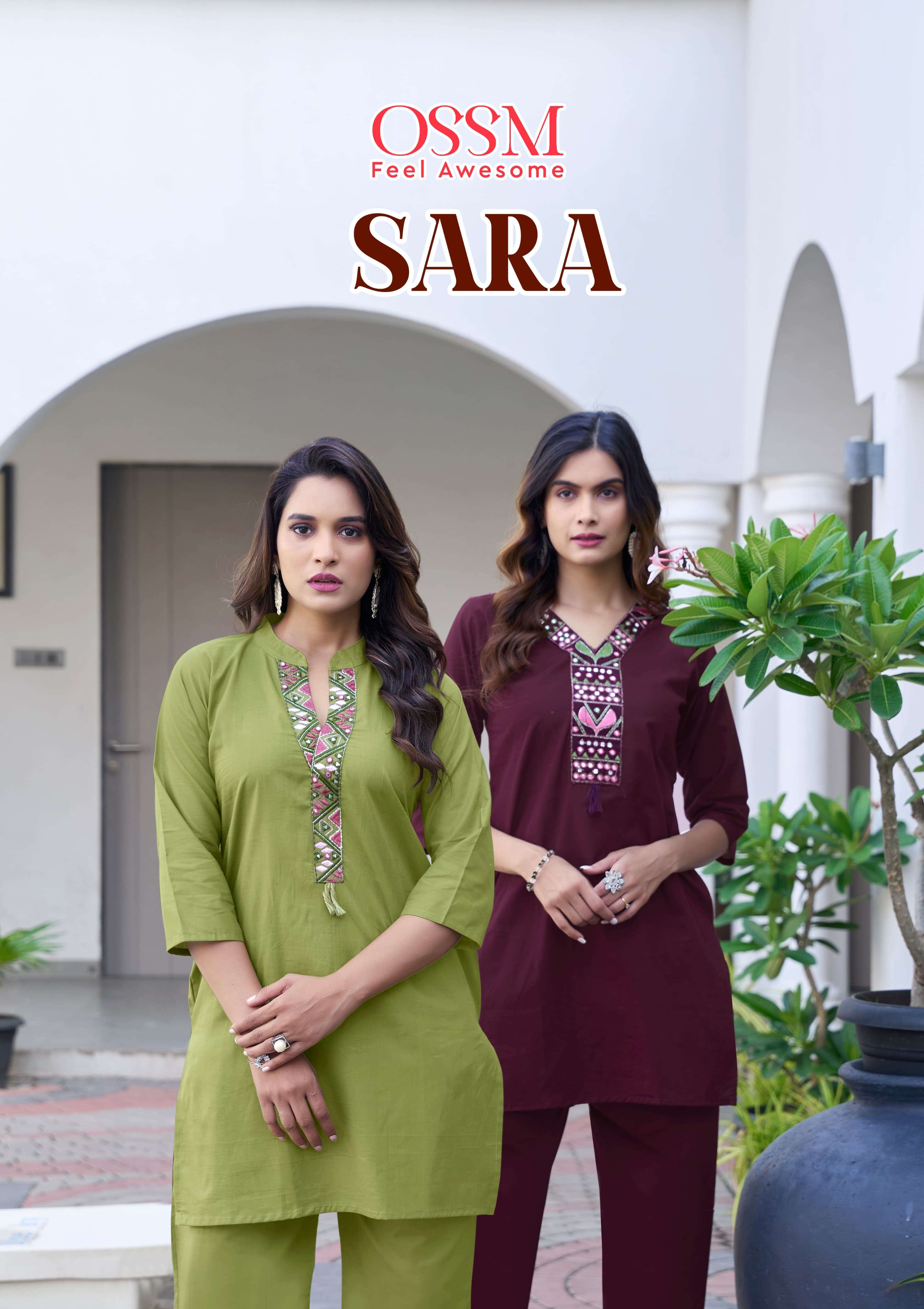 sara by ossm 1001-1006 series cotton summer wear readymade cord set buy online surat