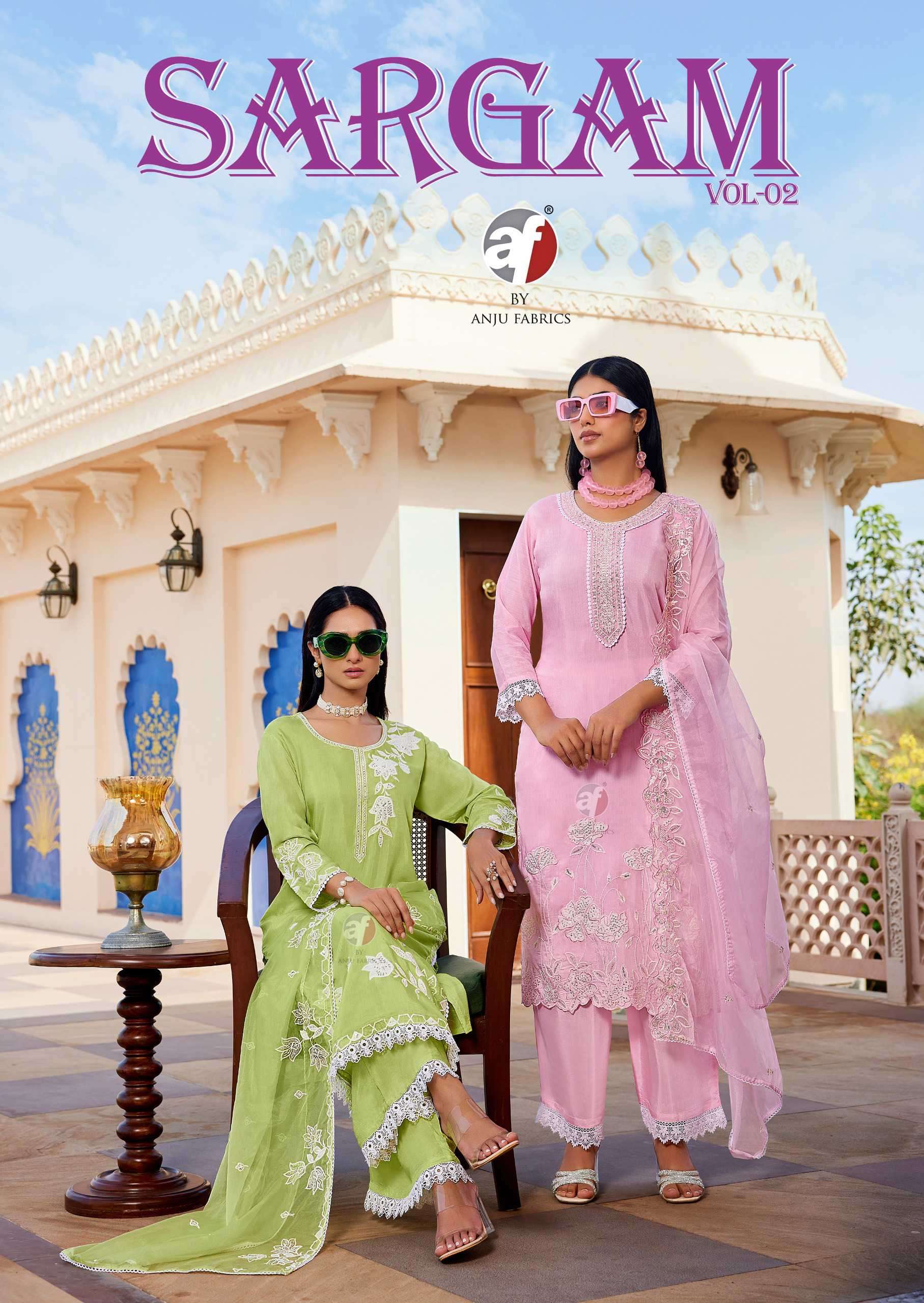 sargam vol-2 by anju fabric 4241-4245 series exclusive embroidered kurti online dealer surat