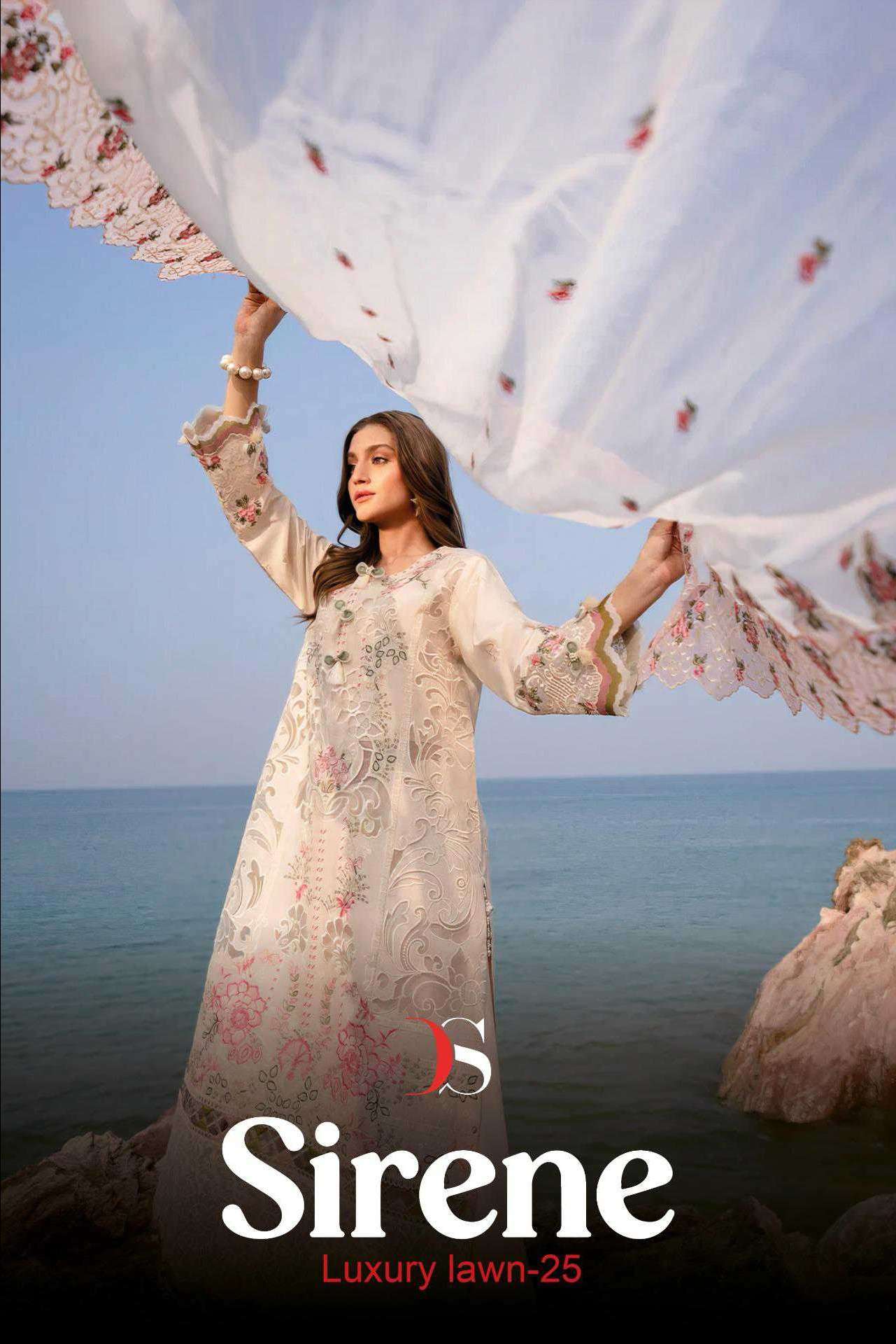 sirene luxury lawn 25 by deepsy suits 1141-1146 series heavy embroidered designer pakistani wear salwar kameez online surat