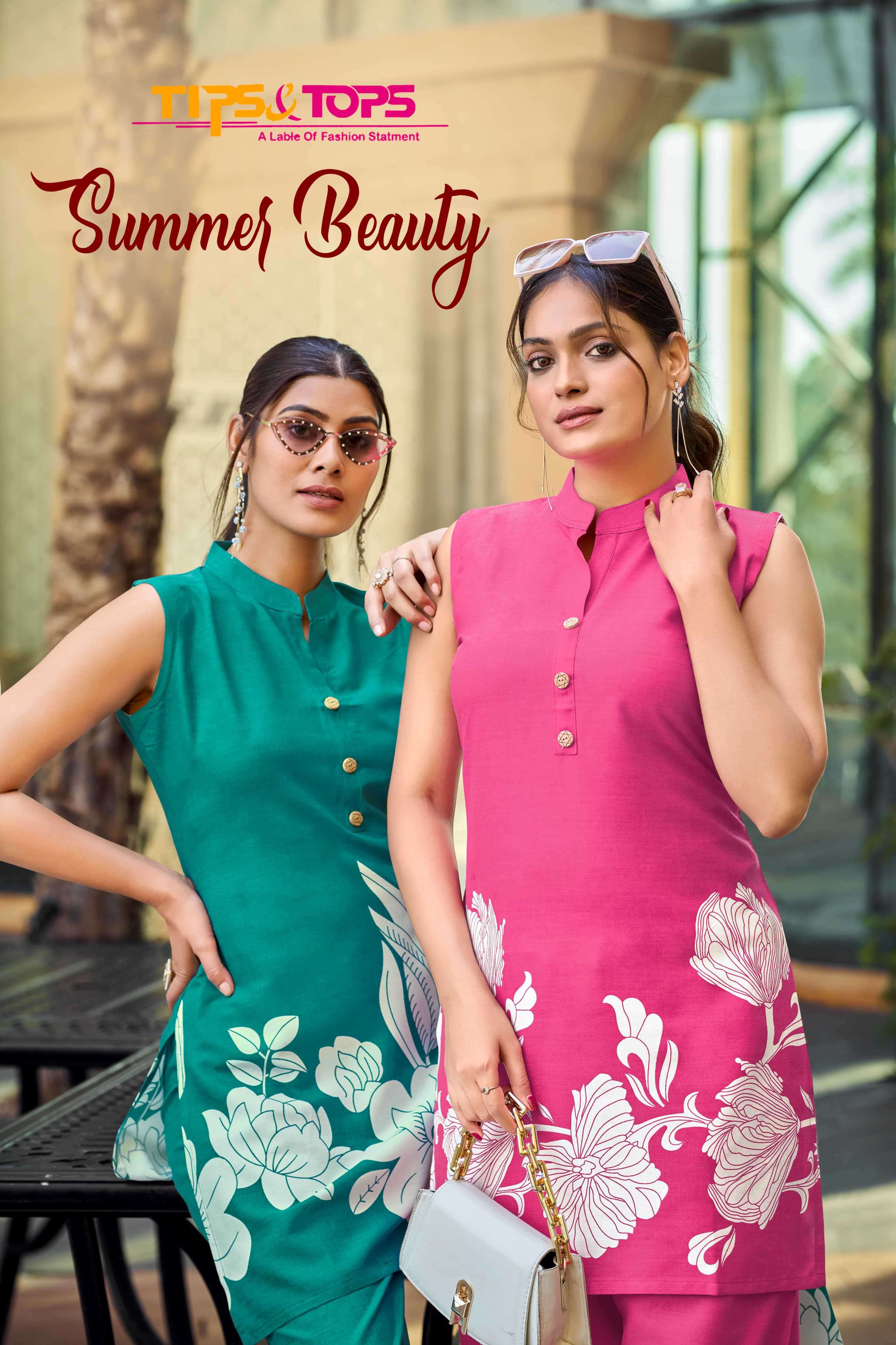 summer beauty by tips&tops 1001-1006 series designer printed summer daily wear readymade collection buy online sureat