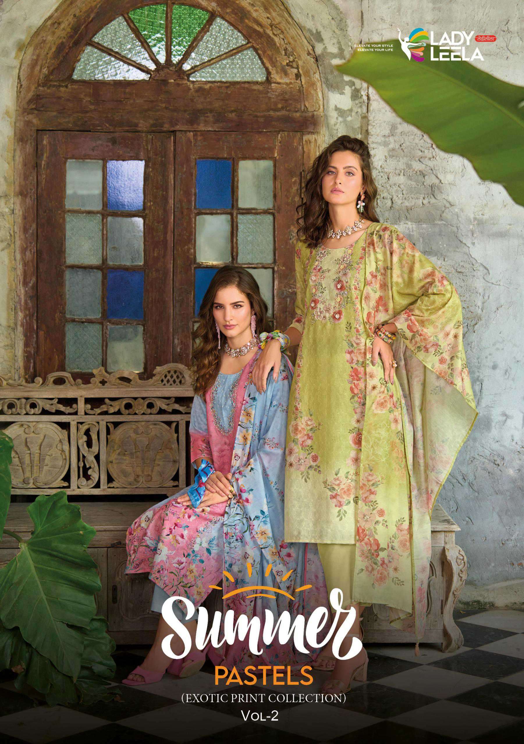 summer pastels vol 2 by lady leela 31071-31076 series linen with handwork designer readymade salwar kameez buy online surat