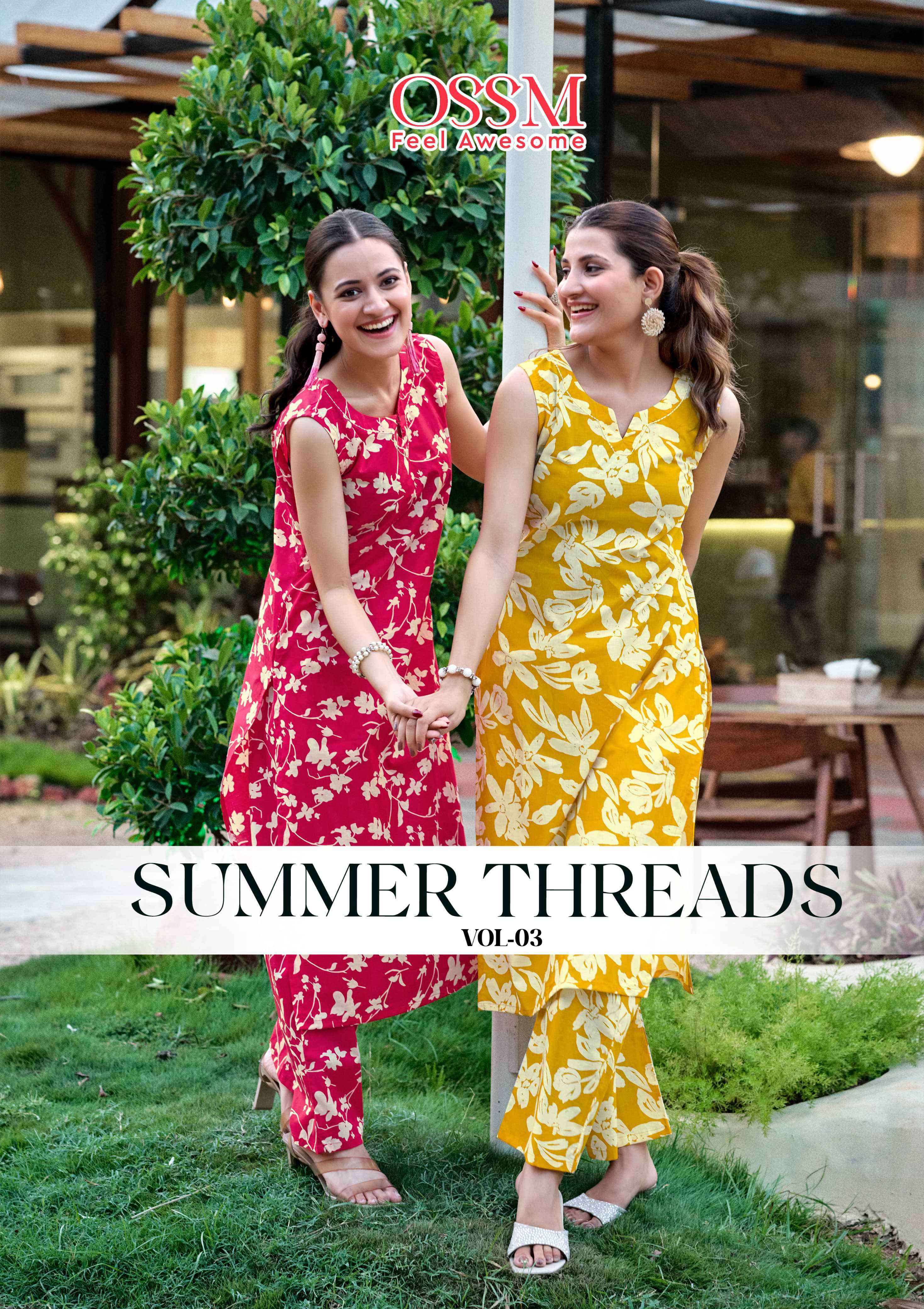 summer threads vol 3 by ossm 3001-3006 series summer special daily wear cotton cord set best online price surat