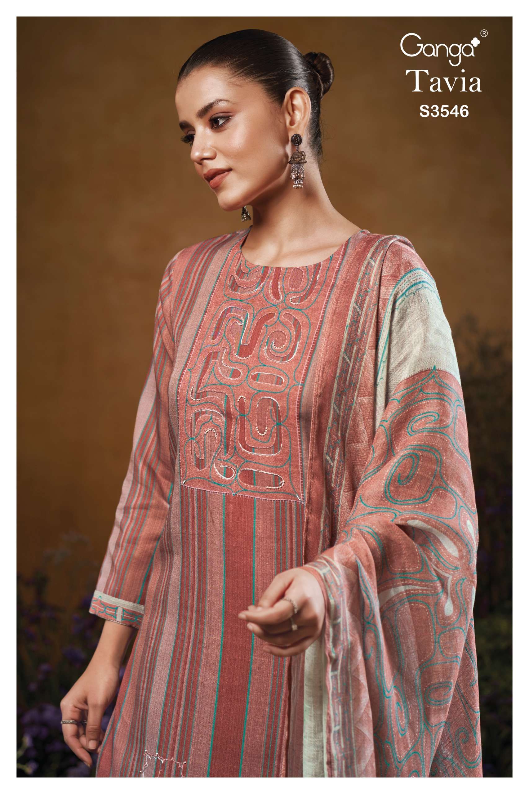 tavia 3546 by ganga fancy handwork latest designer summer wear cotton salwar suit exporter surat