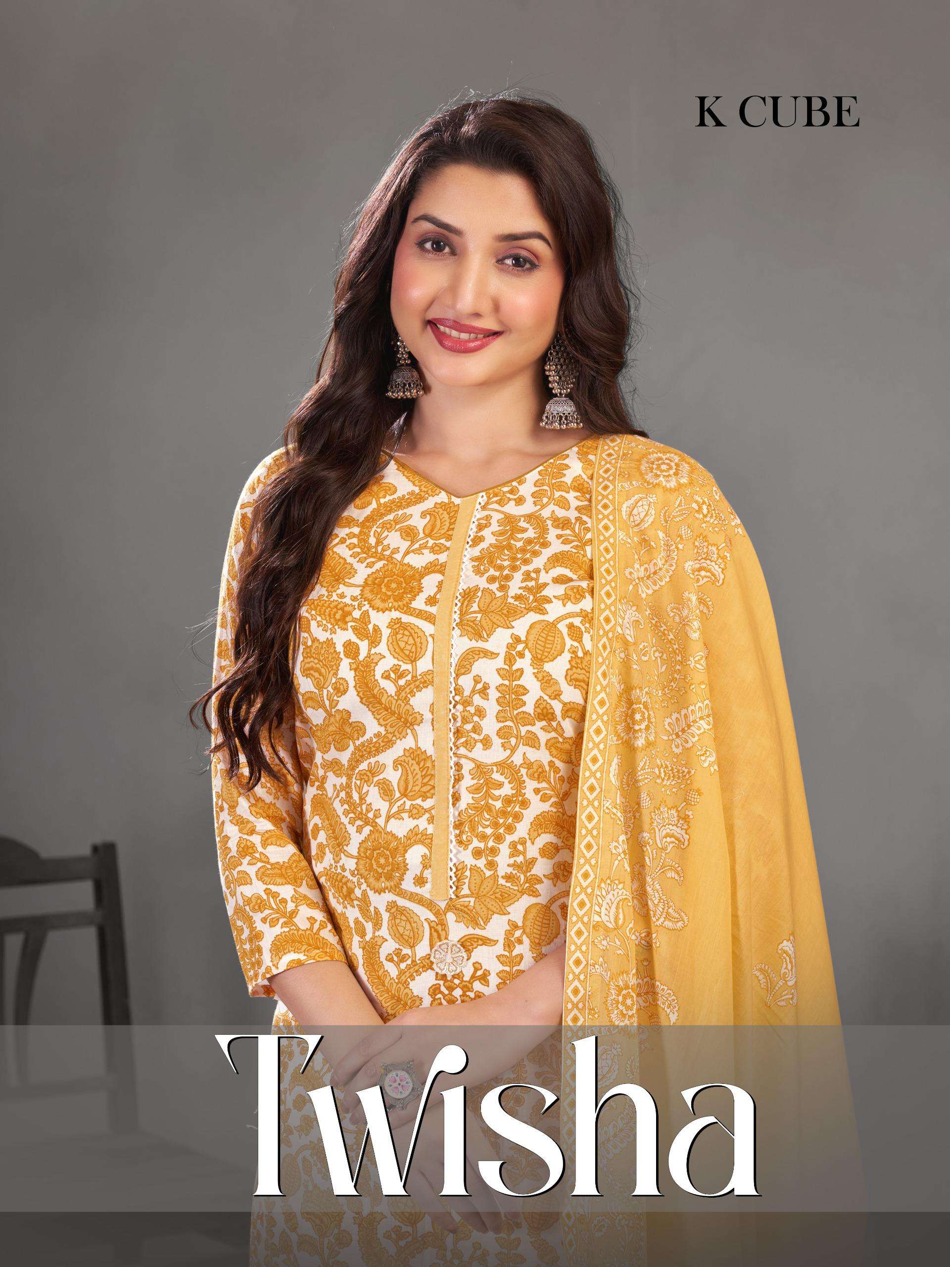 twisha 1015 by k cube digital print with handwork cotton summer wear salwar kameez online surat