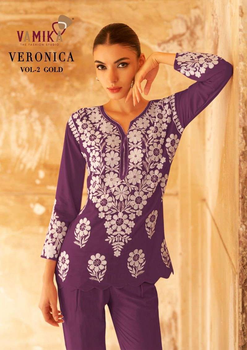 veronica vol-2 by vamika colors latest designer stylish readymade cord set collection online surat