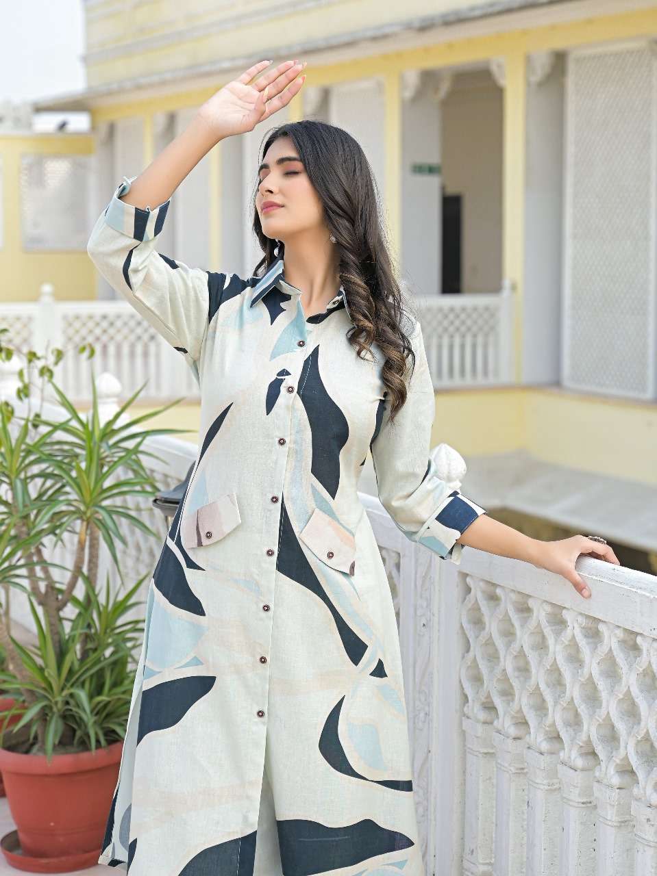 056 by niraakaar exclusive designer party wear cotton ptinted kurti combo set supplier 