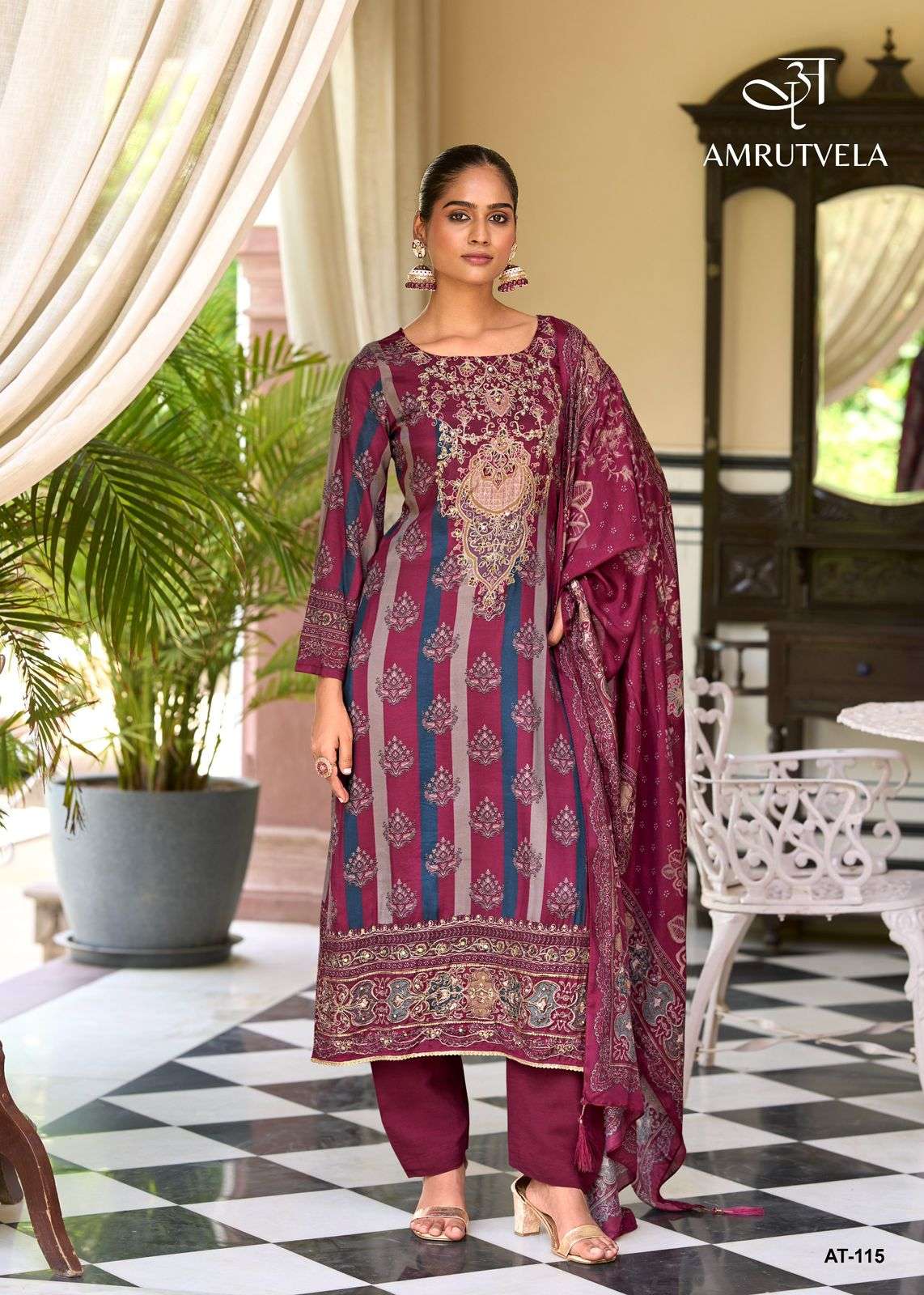115 by amrutvela exclusive designer viscose muslin party wear suit online dealer surat