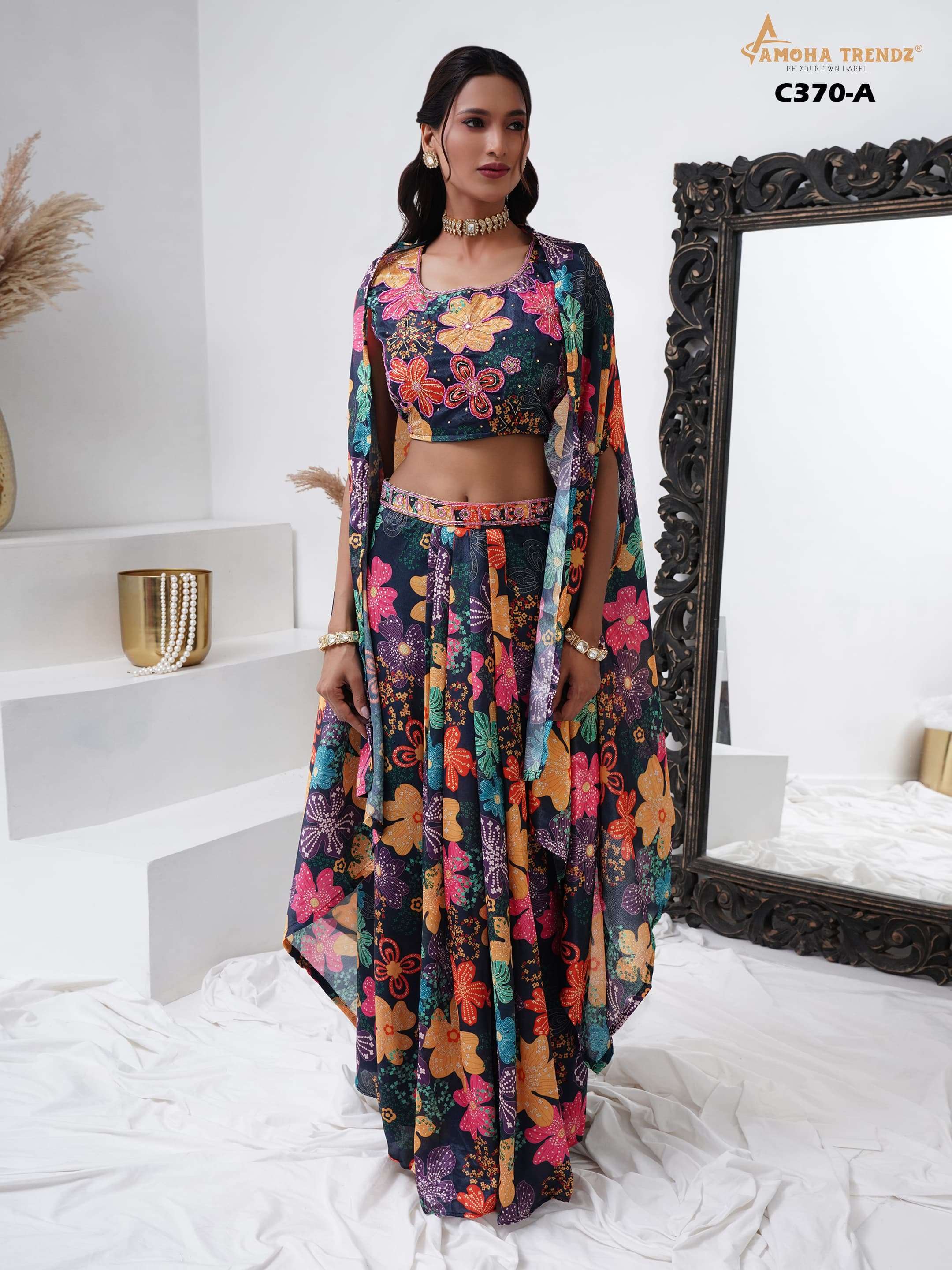 370 by amoha latest designer stylish party wear corp top exporter surat