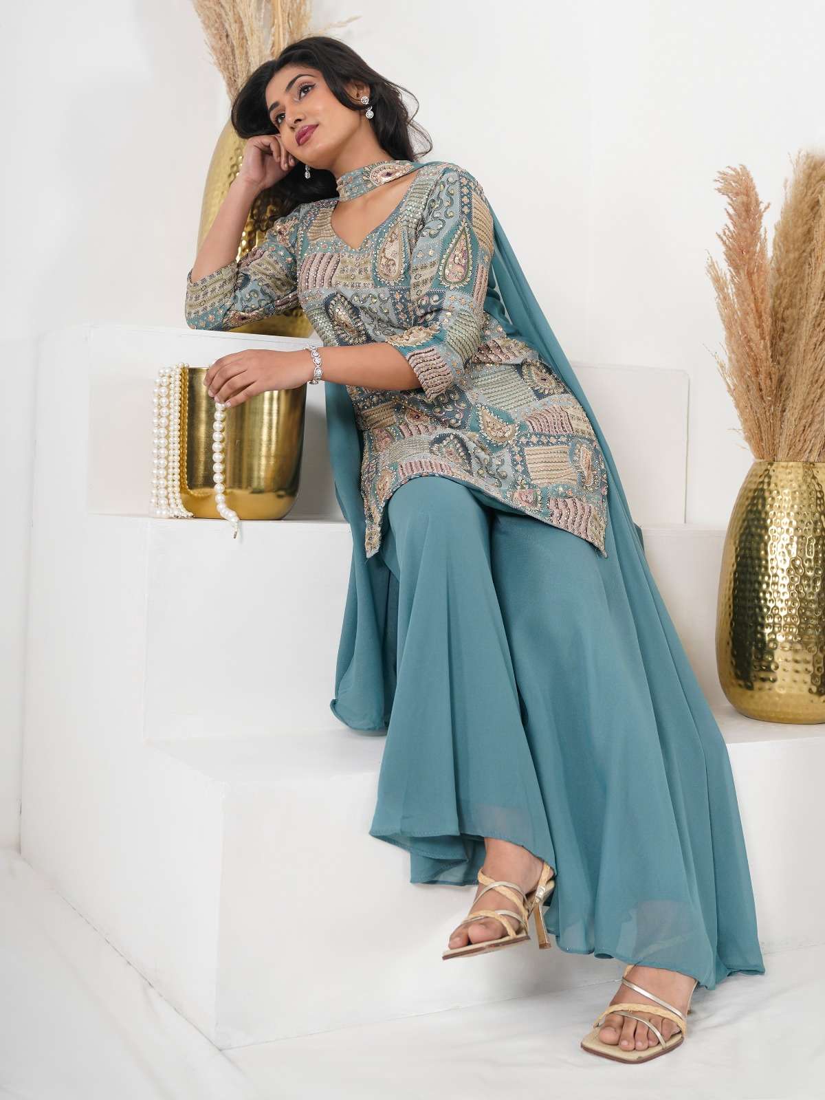 436 by amoha exclusive designer stylish readymade plazo suit exporter surat