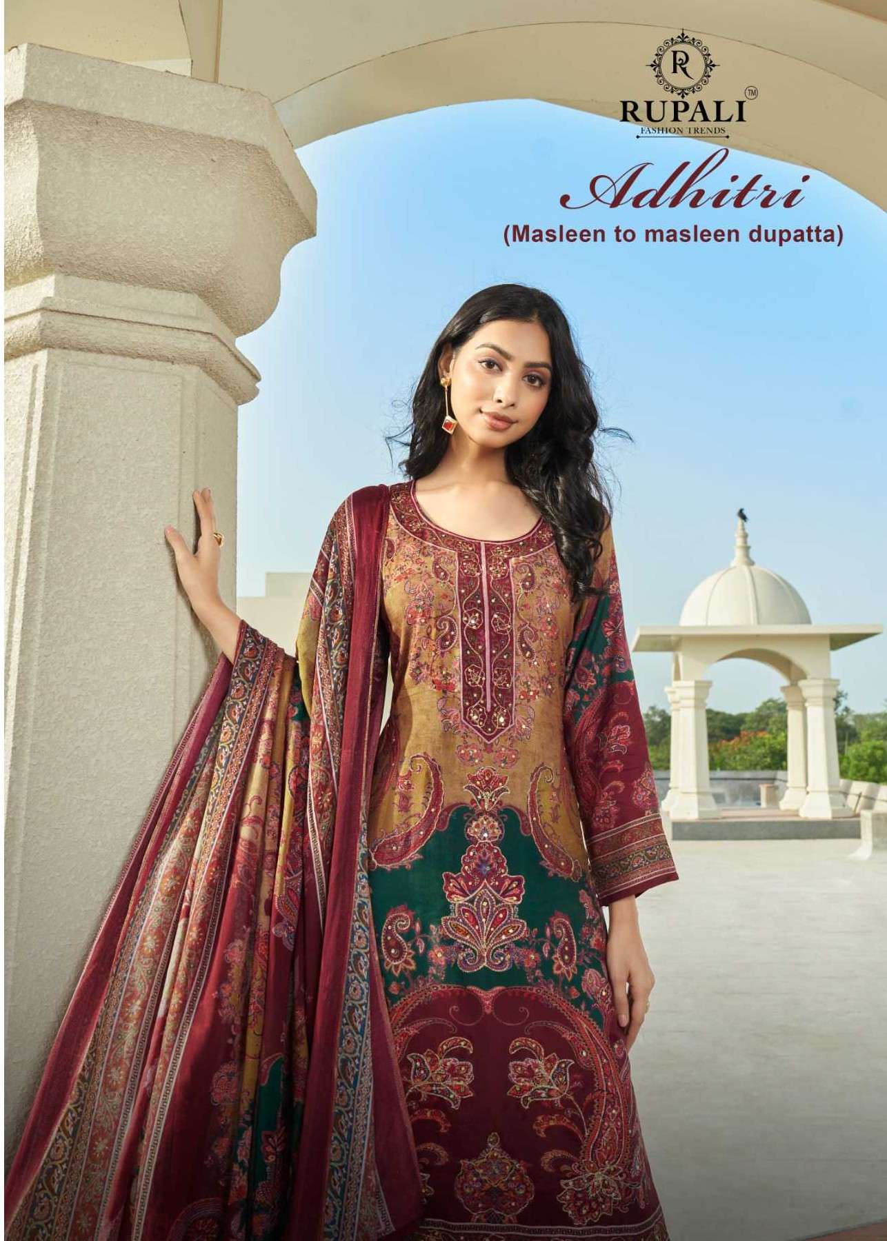 adhitri by rupali fashion fancy digital print viscose muslin salwar suit supplier surat