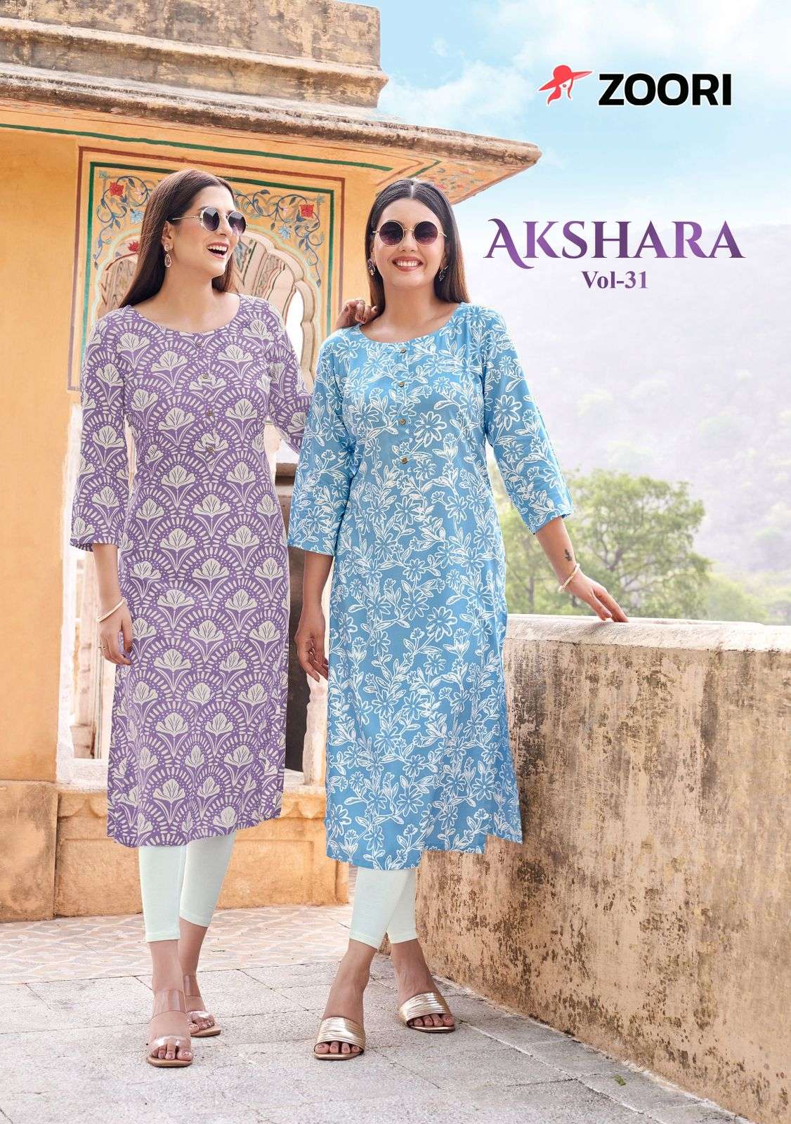 akshara vol-31 by zoori colors rayon with embroidered kurti wholesaler surat