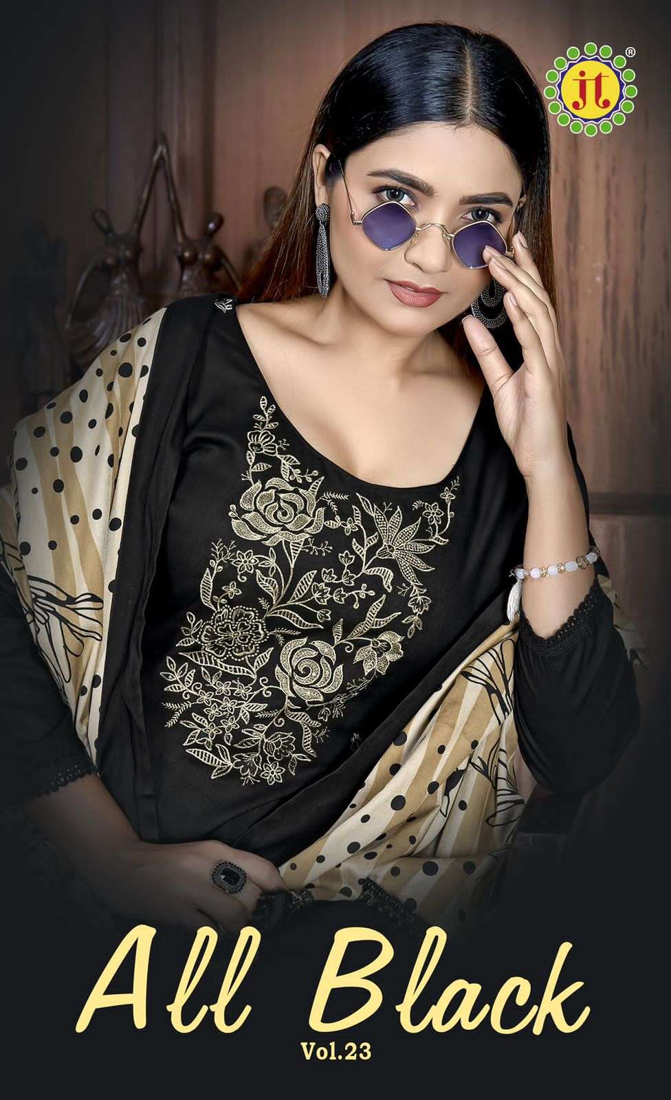 all black vol-23 jamatmal 23001-23005 series casual wear fancy embroidered suit supplier 