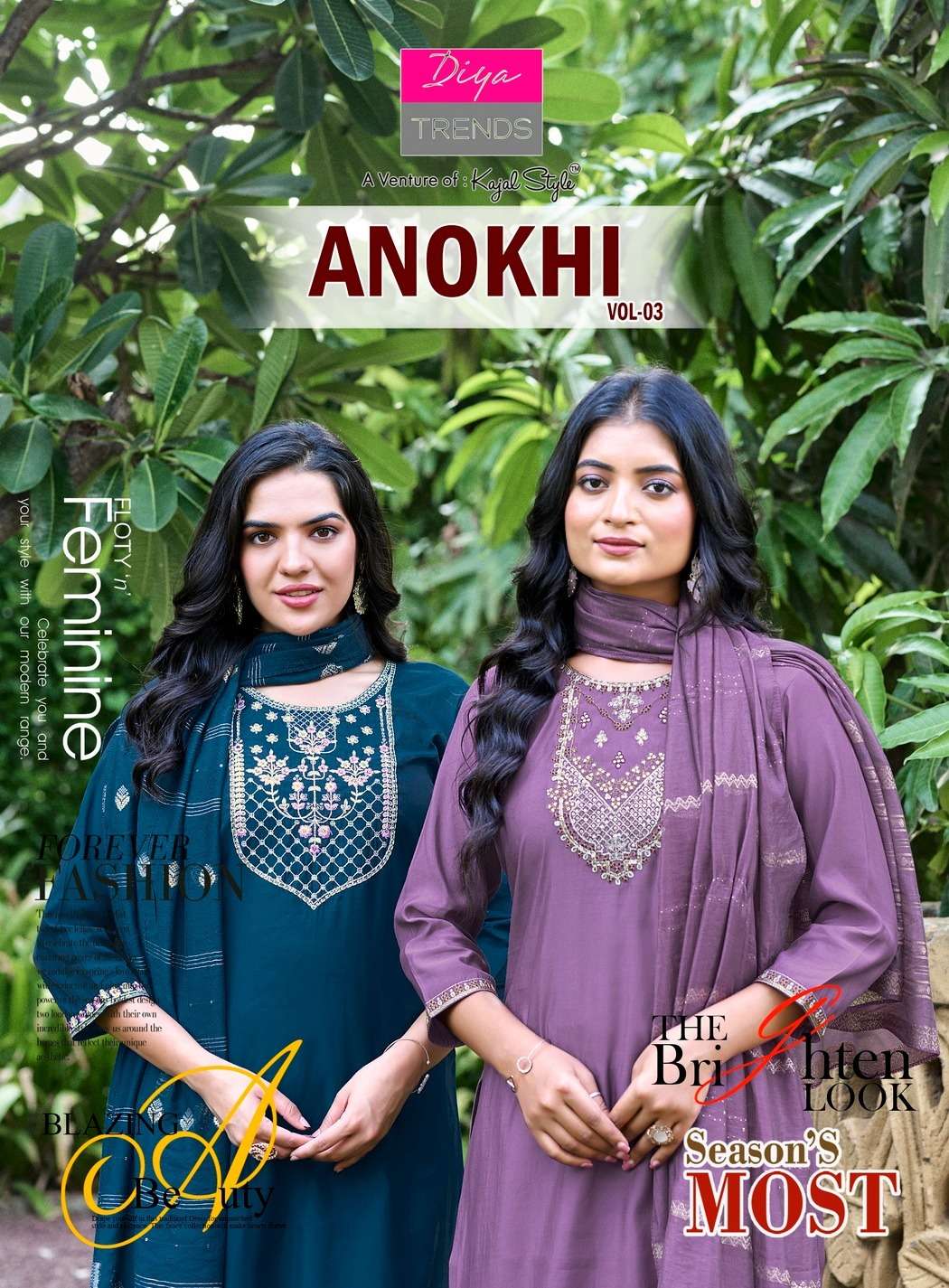 anokhi vol-3 by diya trends 3001-3008 series exclusive embroidered casual wear kurti collection 