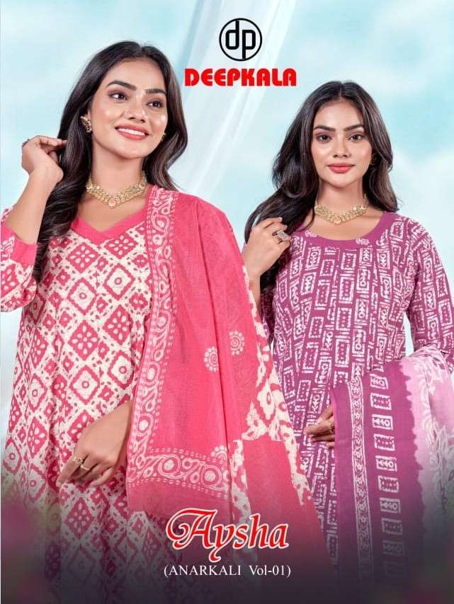  aysha vol-1 by deepkala 1001-1010 series cotton printed casual wear suit exporter surat