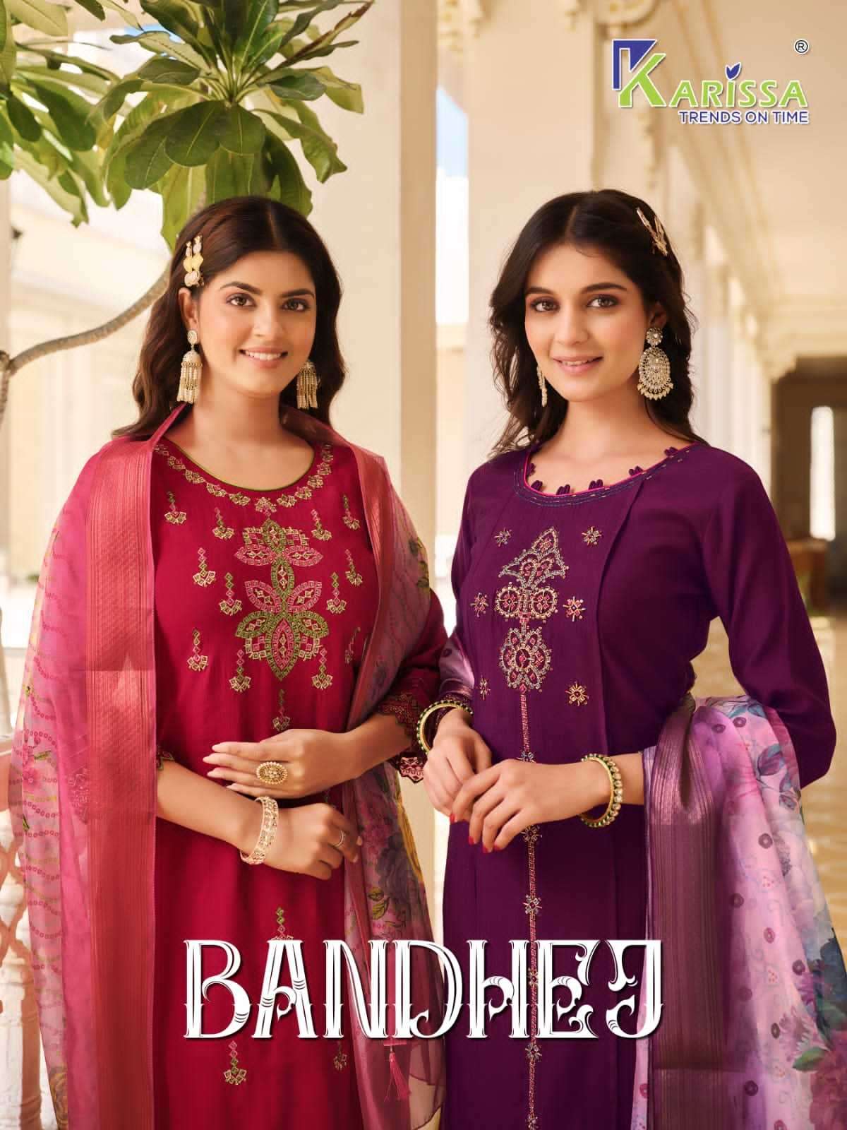 bandhej by karissa 1001-1004 series fancy handwork designer casual wear suit supplier