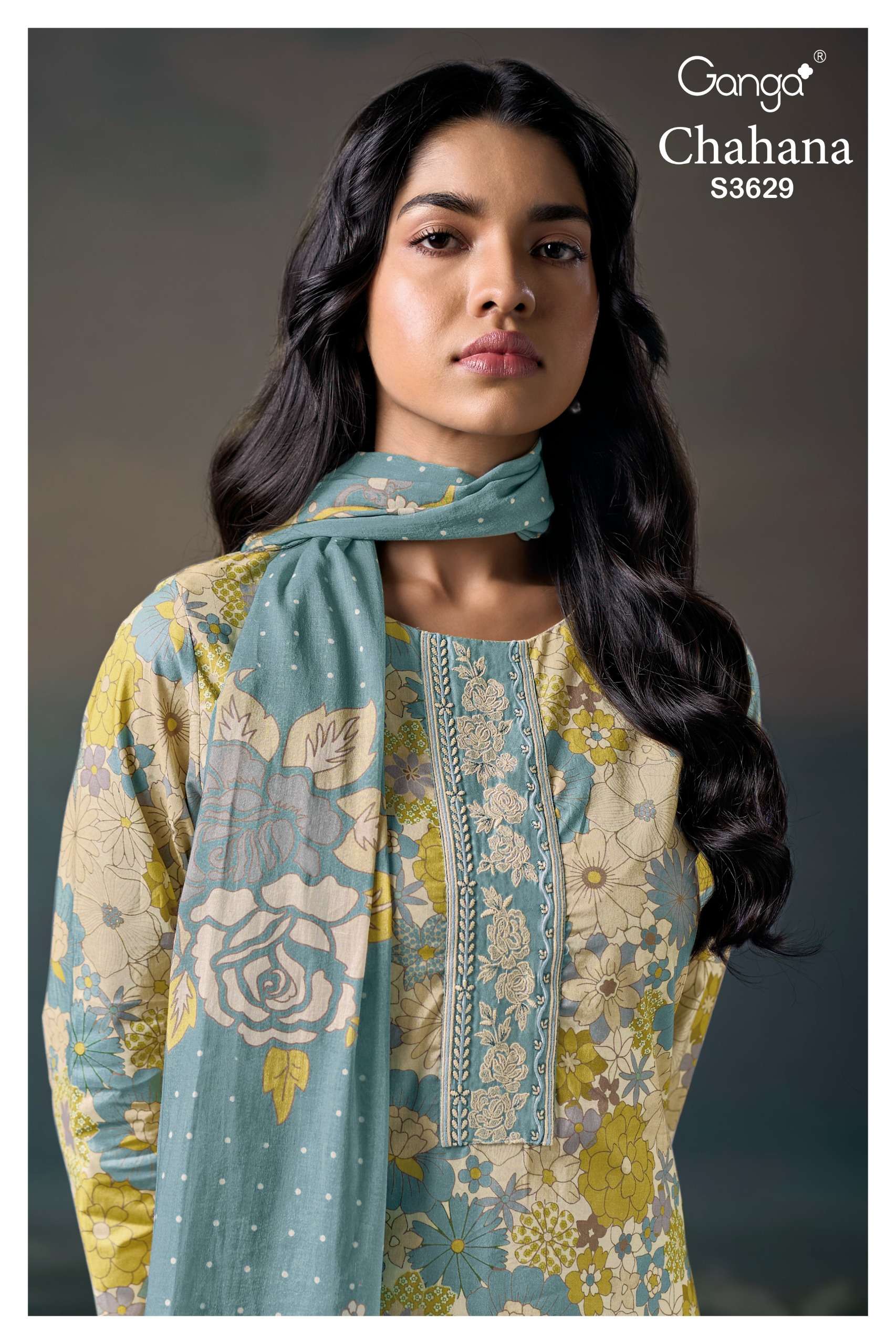 chahana 3629 by ganga fancy embroidered latesr designer casual wear suit supplier surat