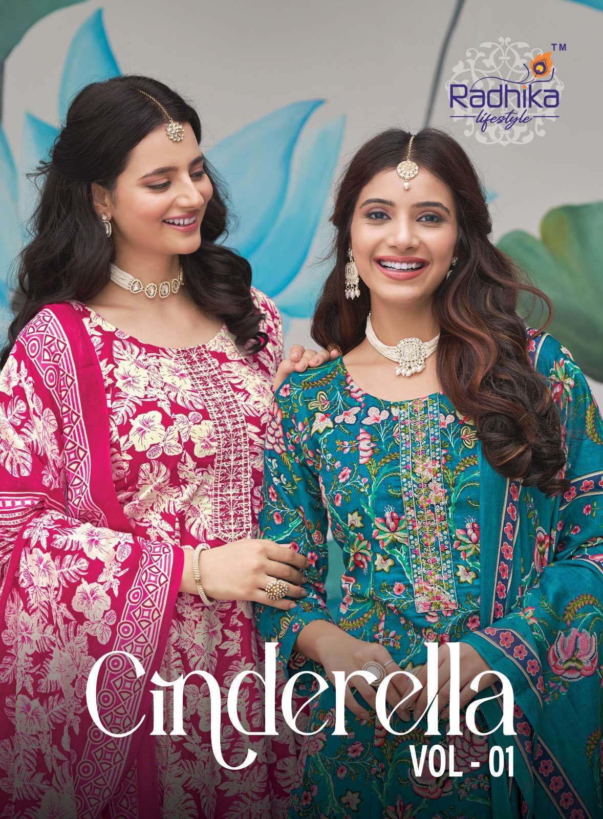 cindrella vol-1 by radhika lifestyle latest designer cotton embroidered anarkali style collection surat
